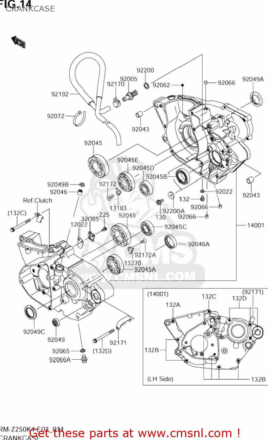 CRANKCASE RM-Z250 2004 (K4) USA (E03) RMZ250 RM Z250