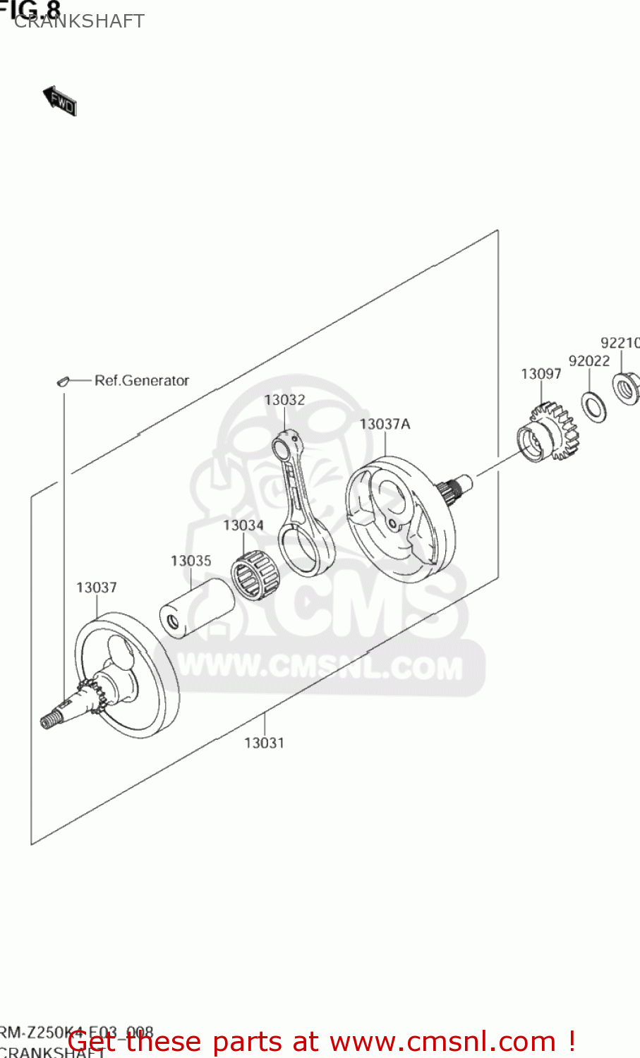 CRANKSHAFT RM-Z250 2004 (K4) USA (E03) RMZ250 RM Z250