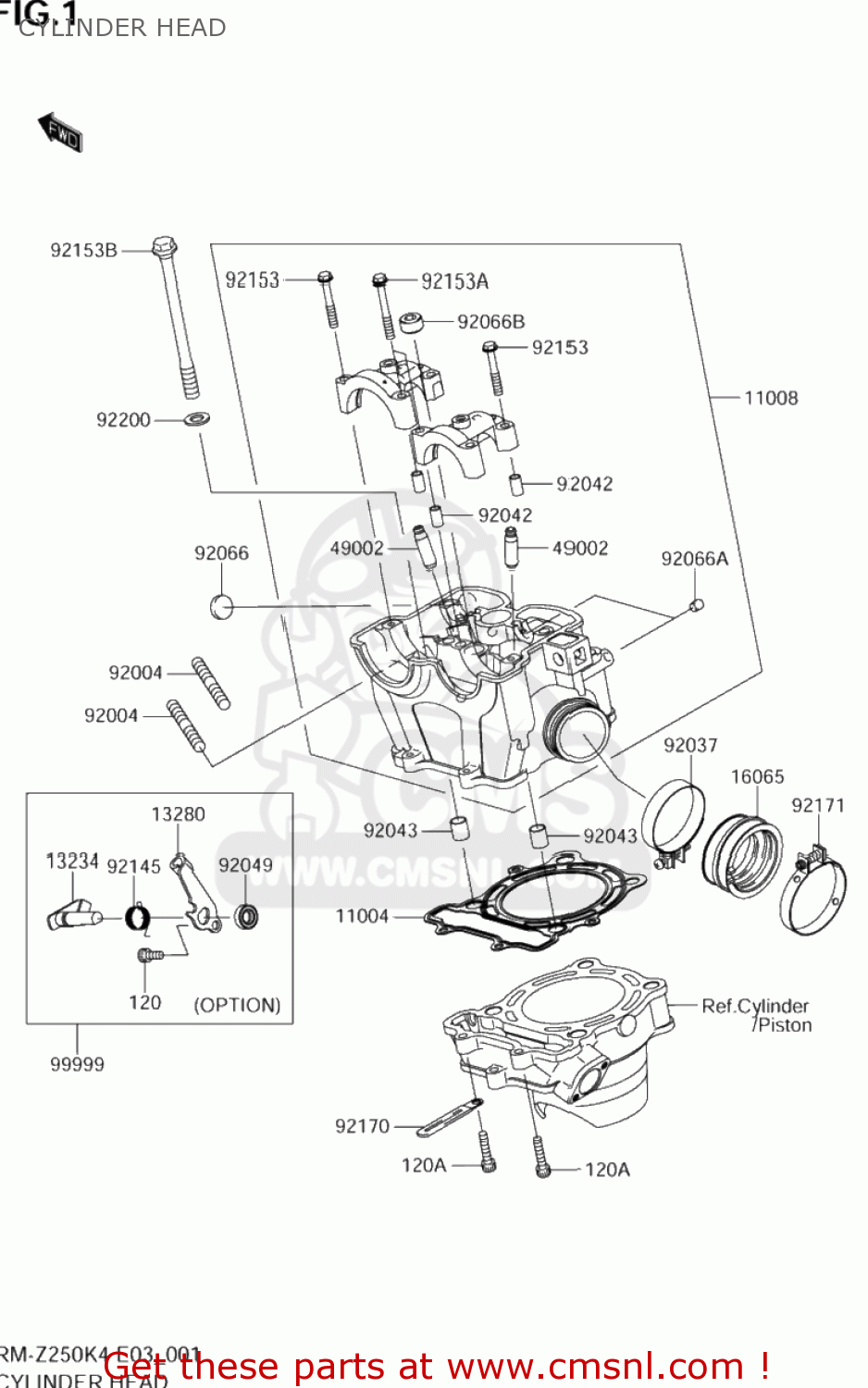 CYLINDER HEAD RM-Z250 2004 (K4) USA (E03) RMZ250 RM Z250
