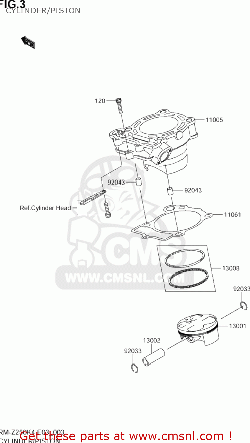 CYLINDER/PISTON RM-Z250 2004 (K4) USA (E03) RMZ250 RM Z250
