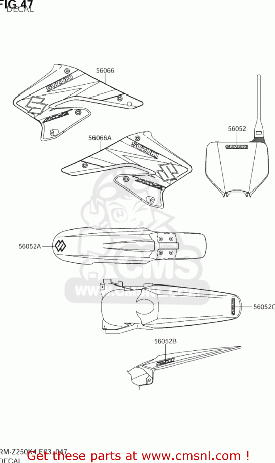 DECAL RM-Z250 2004 (K4) USA (E03) RMZ250 RM Z250