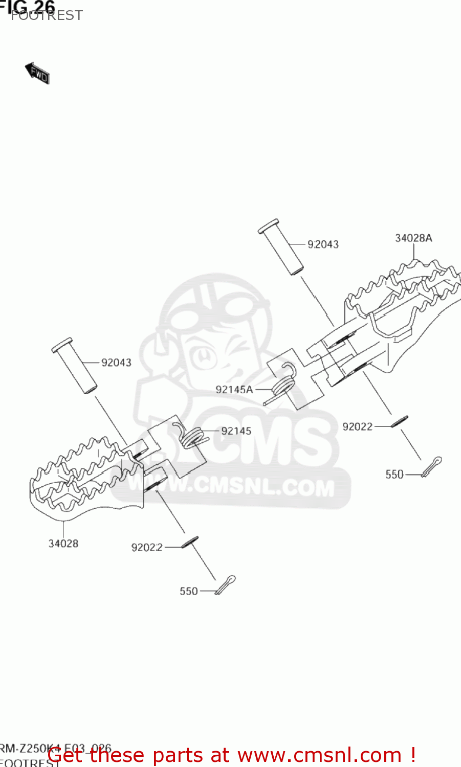FOOTREST RM-Z250 2004 (K4) USA (E03) RMZ250 RM Z250