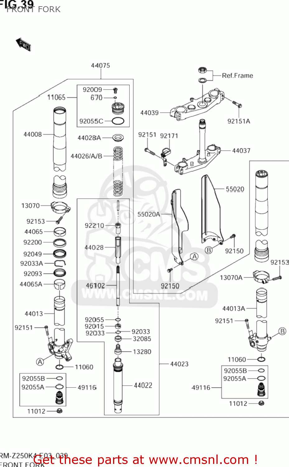 FRONT FORK RM-Z250 2004 (K4) USA (E03) RMZ250 RM Z250
