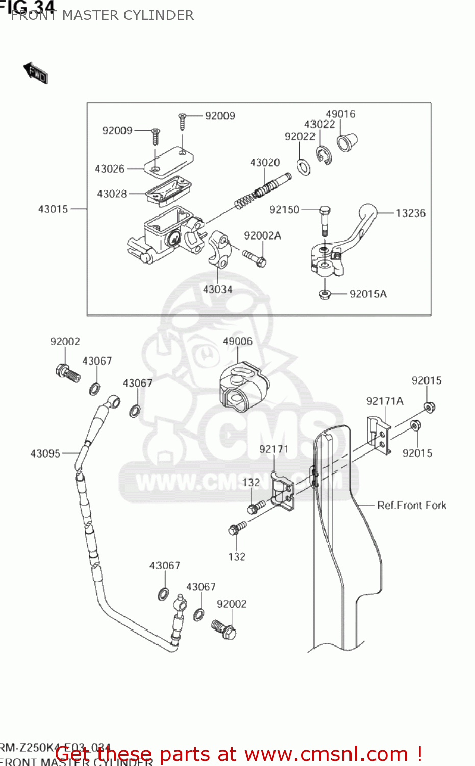 FRONT MASTER CYLINDER RM-Z250 2004 (K4) USA (E03) RMZ250 RM Z250