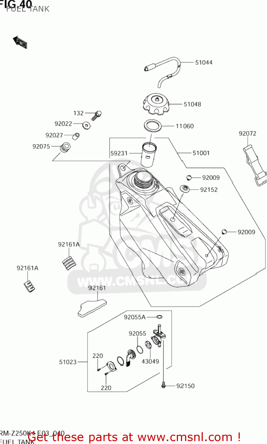 FUEL TANK RM-Z250 2004 (K4) USA (E03) RMZ250 RM Z250