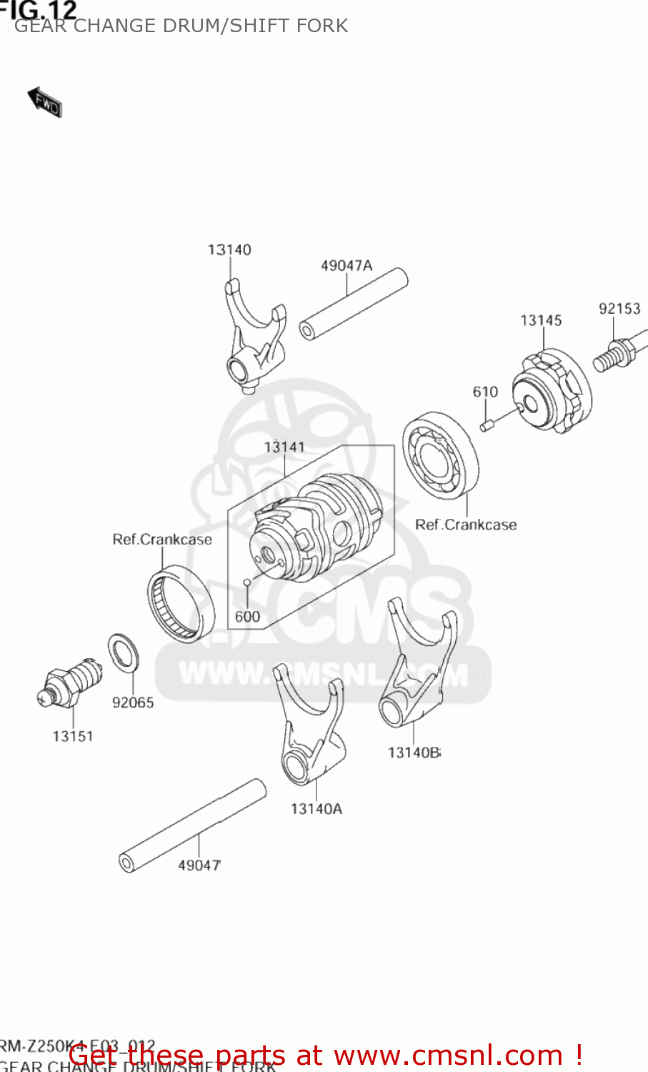 GEAR CHANGE DRUM/SHIFT FORK RM-Z250 2004 (K4) USA (E03) RMZ250 RM Z250