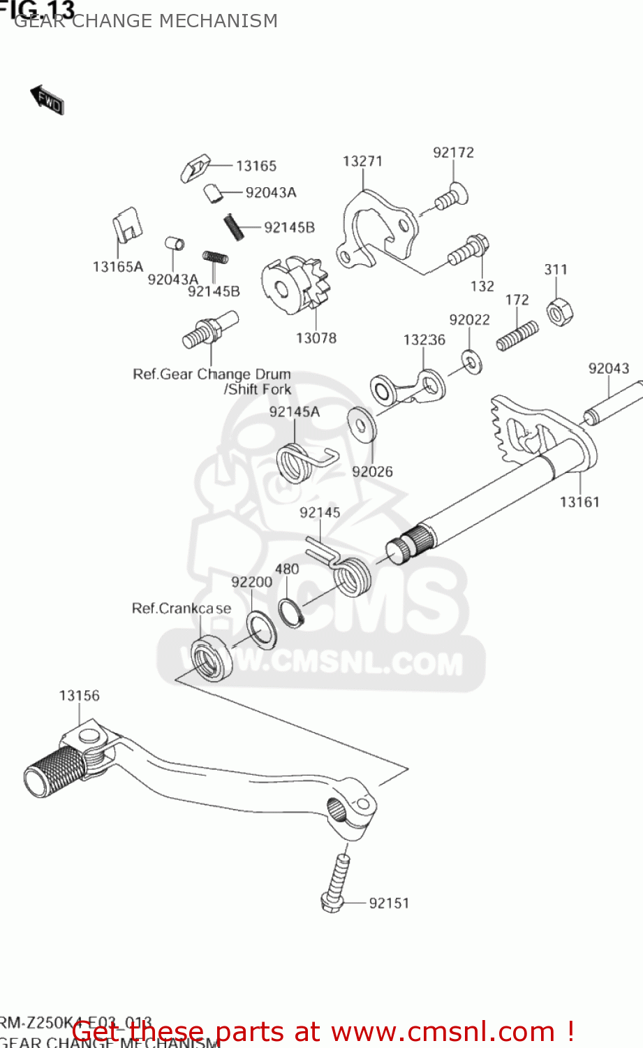GEAR CHANGE MECHANISM RM-Z250 2004 (K4) USA (E03) RMZ250 RM Z250