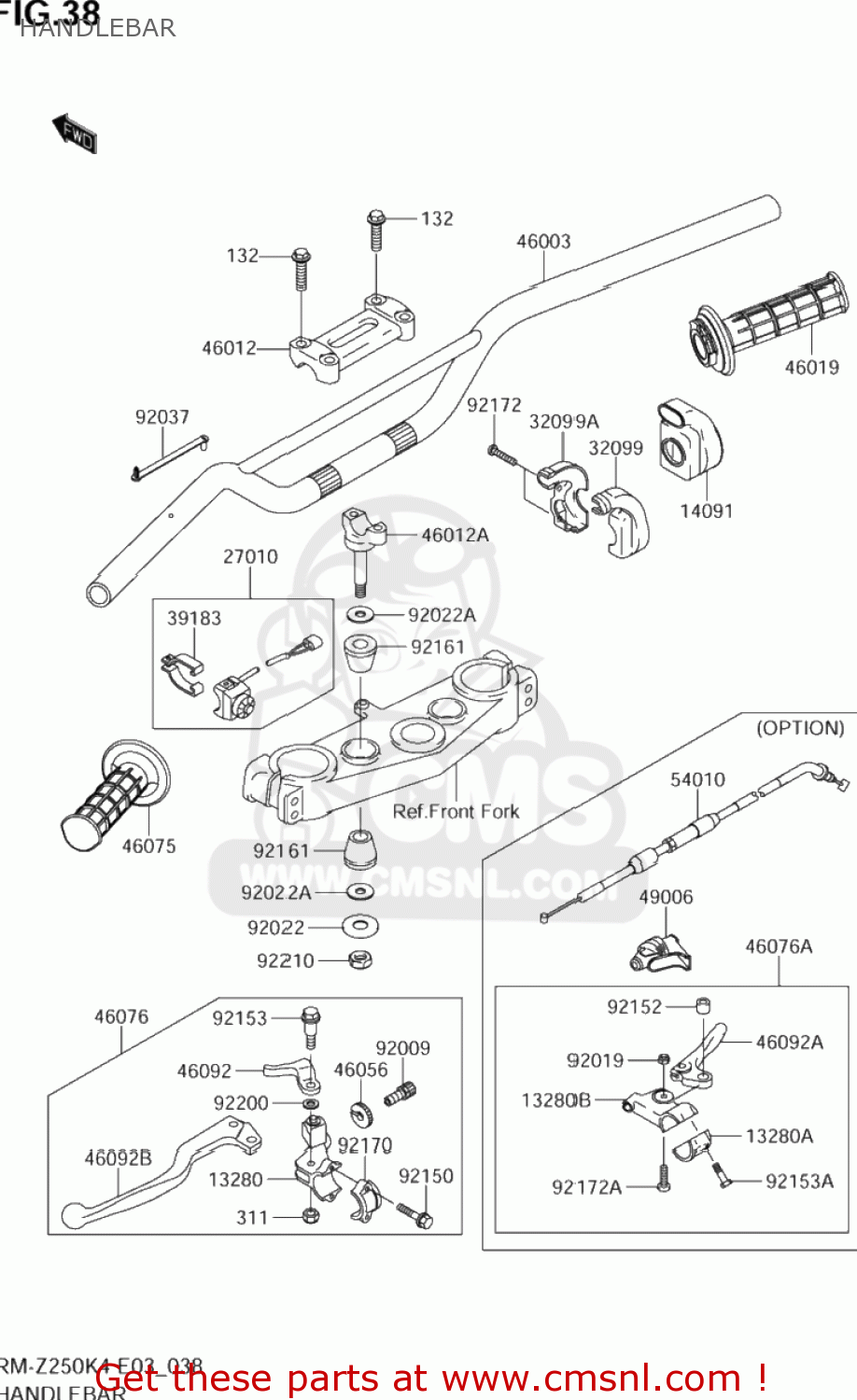 HANDLEBAR RM-Z250 2004 (K4) USA (E03) RMZ250 RM Z250