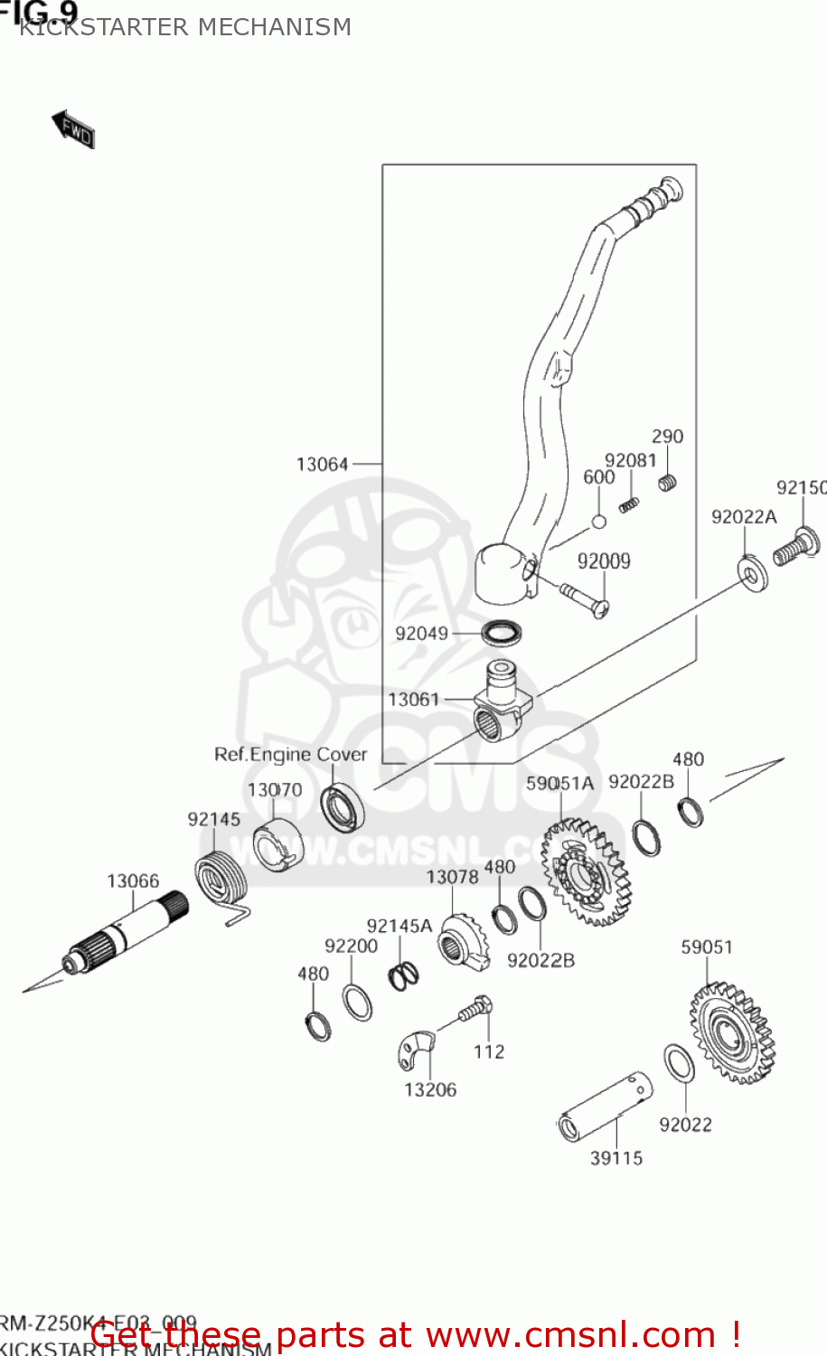 KICKSTARTER MECHANISM RM-Z250 2004 (K4) USA (E03) RMZ250 RM Z250