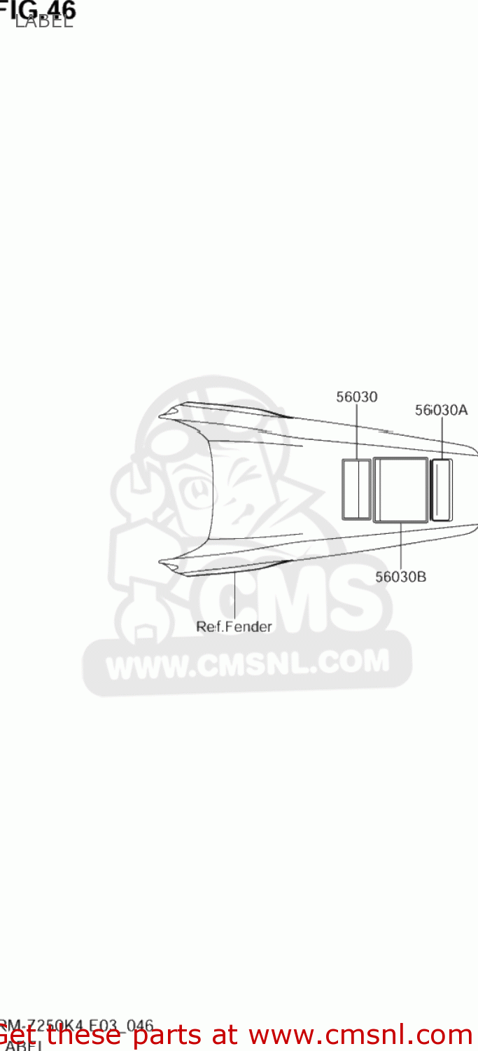 LABEL RM-Z250 2004 (K4) USA (E03) RMZ250 RM Z250