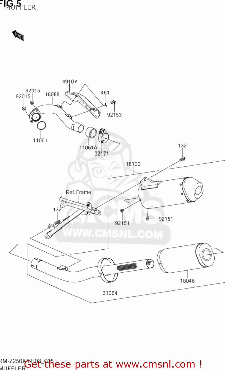 MUFFLER RM-Z250 2004 (K4) USA (E03) RMZ250 RM Z250