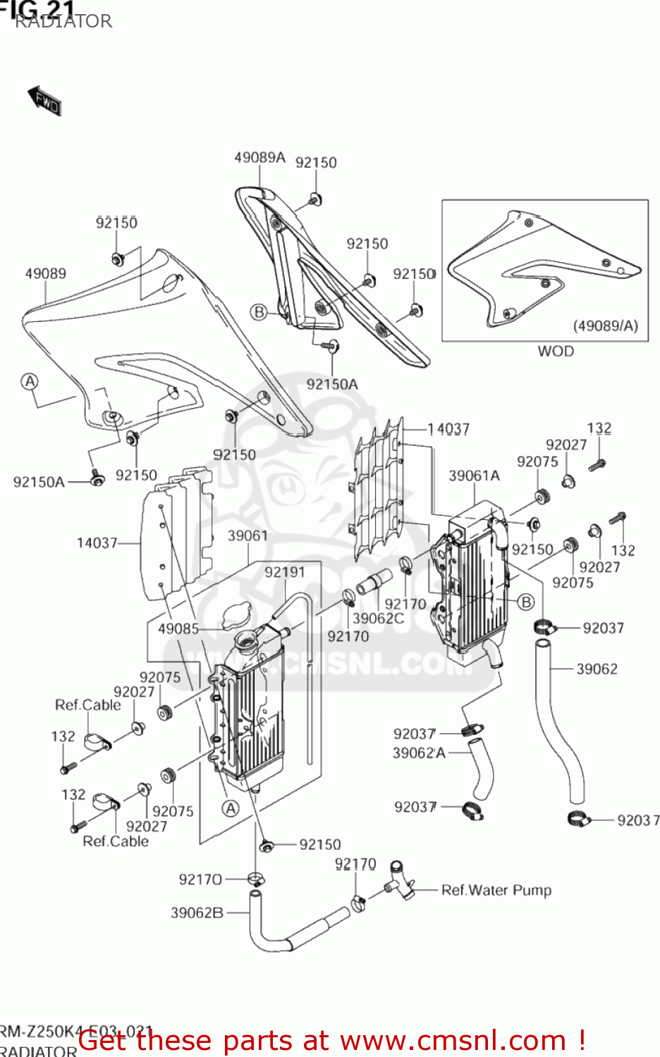 RADIATOR RM-Z250 2004 (K4) USA (E03) RMZ250 RM Z250