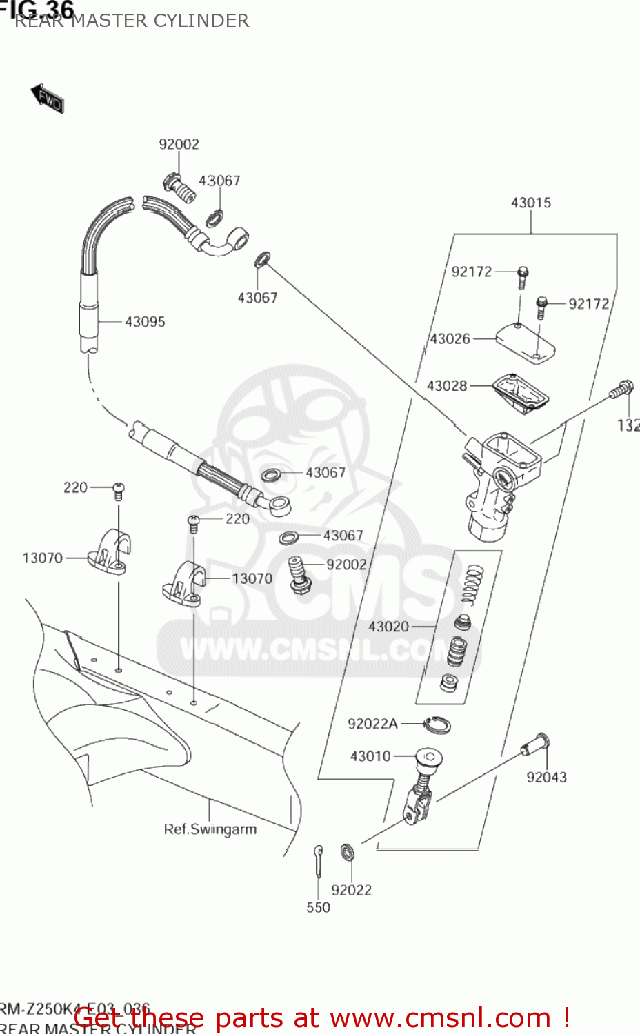 REAR MASTER CYLINDER RM-Z250 2004 (K4) USA (E03) RMZ250 RM Z250