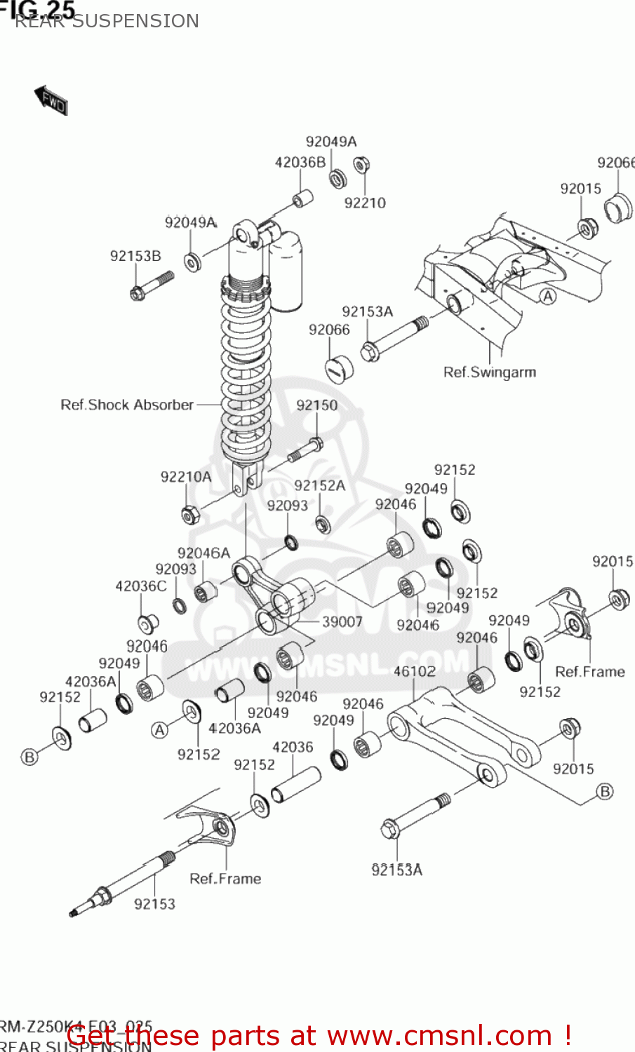 REAR SUSPENSION RM-Z250 2004 (K4) USA (E03) RMZ250 RM Z250