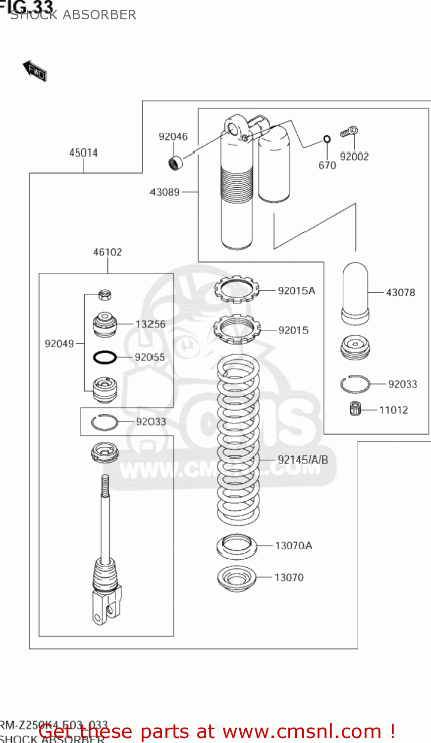 SHOCK ABSORBER RM-Z250 2004 (K4) USA (E03) RMZ250 RM Z250