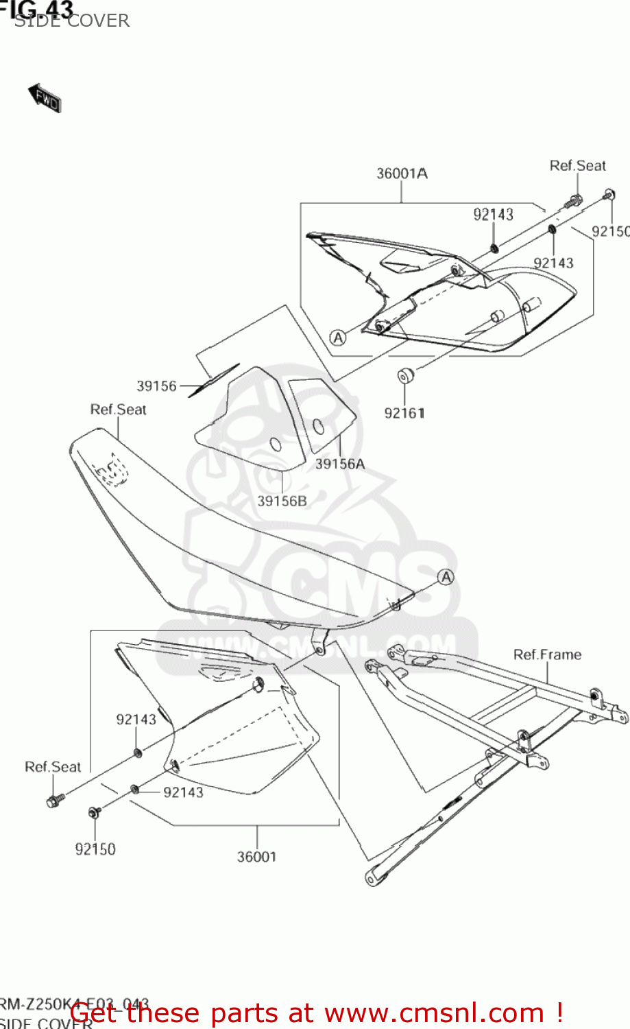 SIDE COVER RM-Z250 2004 (K4) USA (E03) RMZ250 RM Z250
