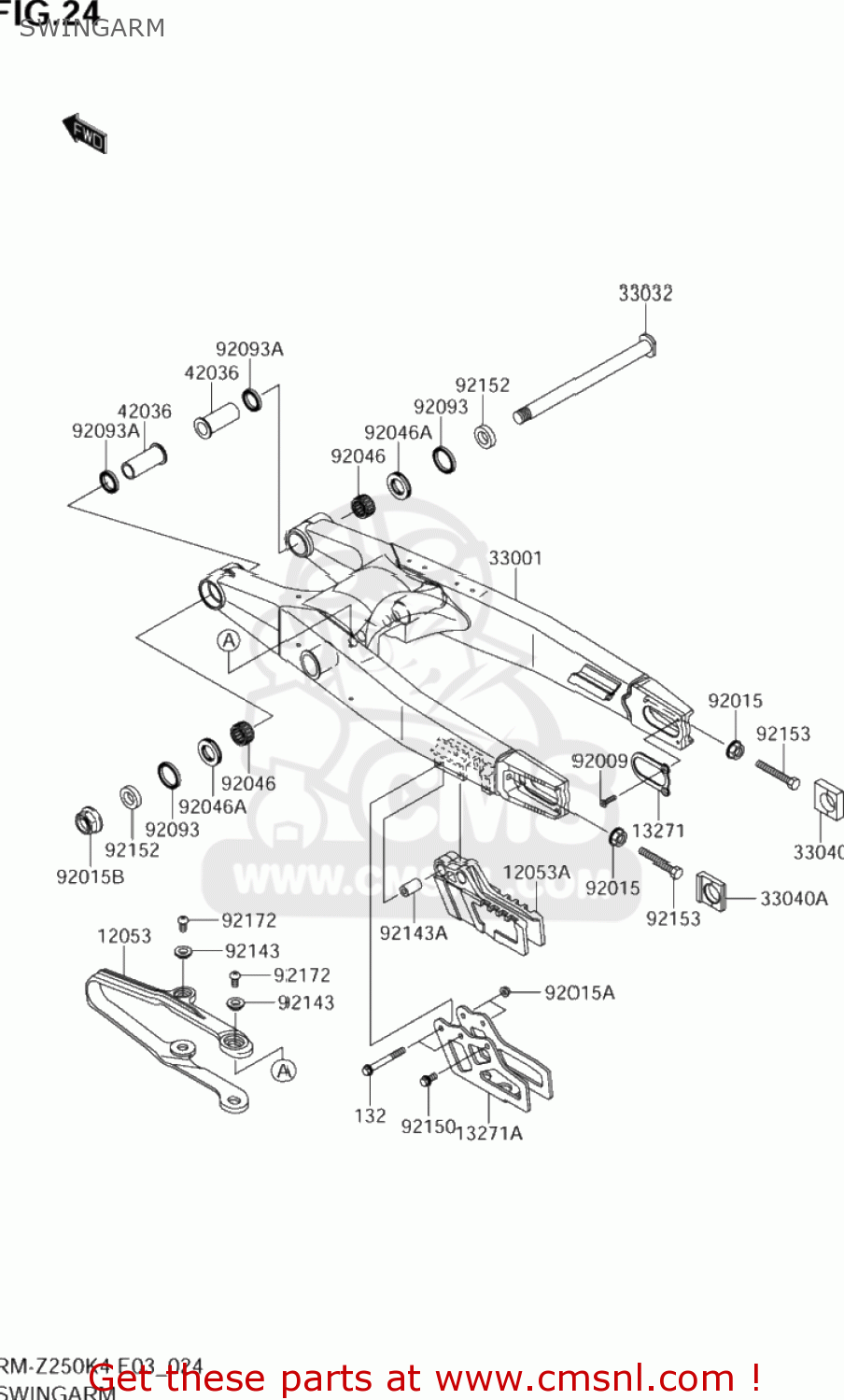 SWINGARM RM-Z250 2004 (K4) USA (E03) RMZ250 RM Z250