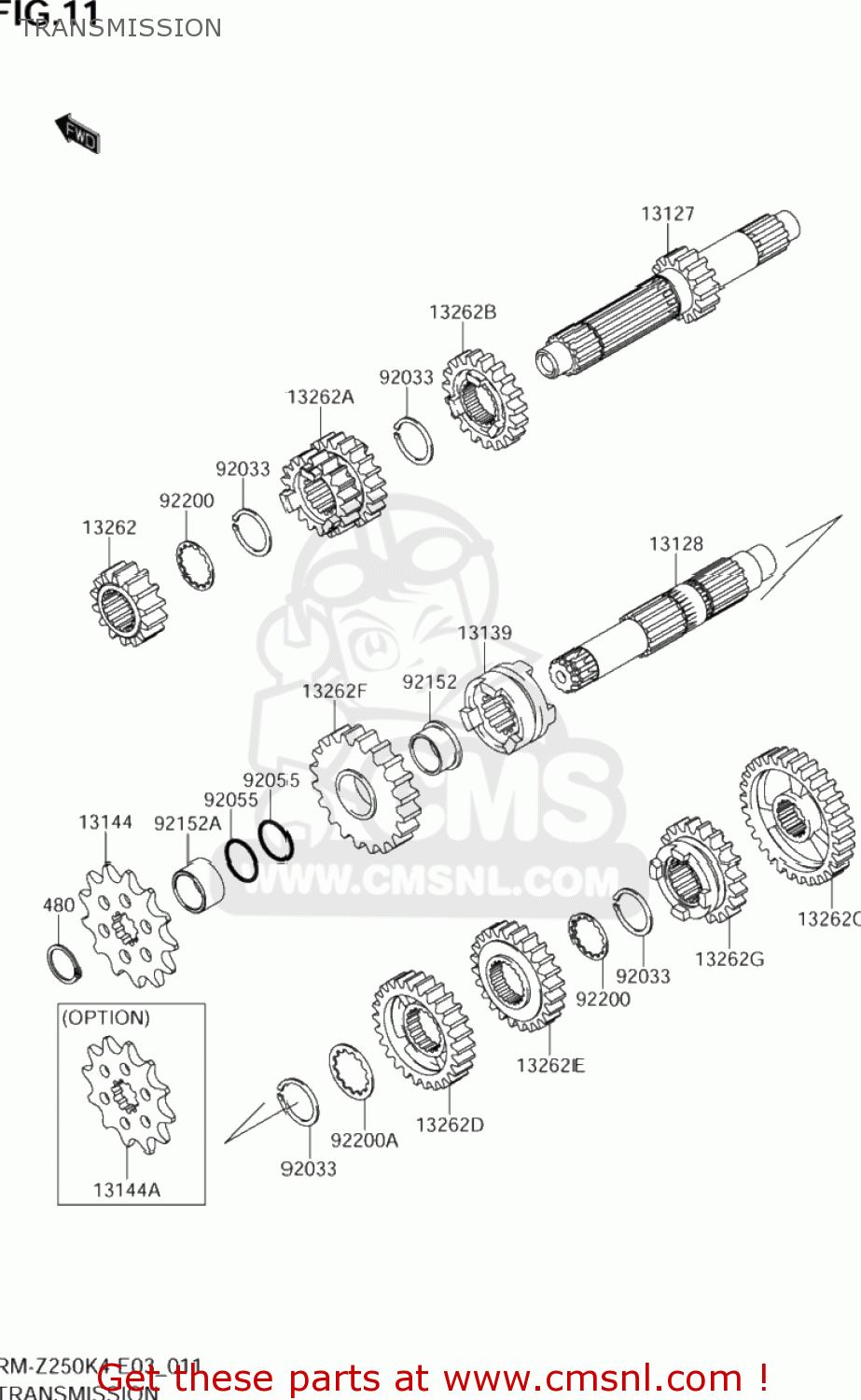 TRANSMISSION RM-Z250 2004 (K4) USA (E03) RMZ250 RM Z250