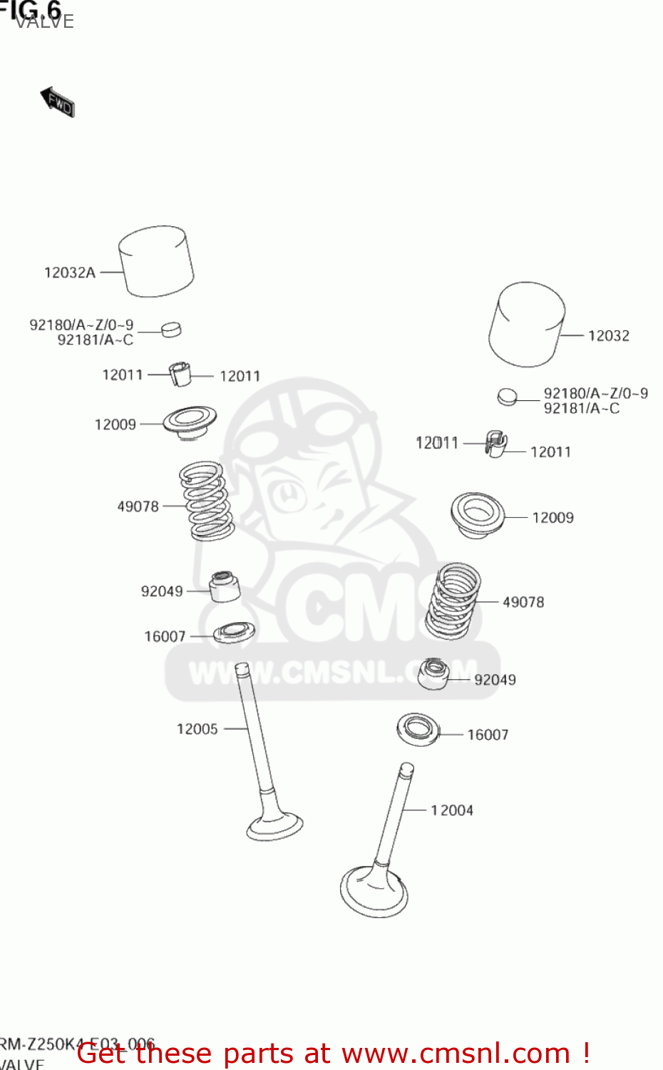 VALVE RM-Z250 2004 (K4) USA (E03) RMZ250 RM Z250