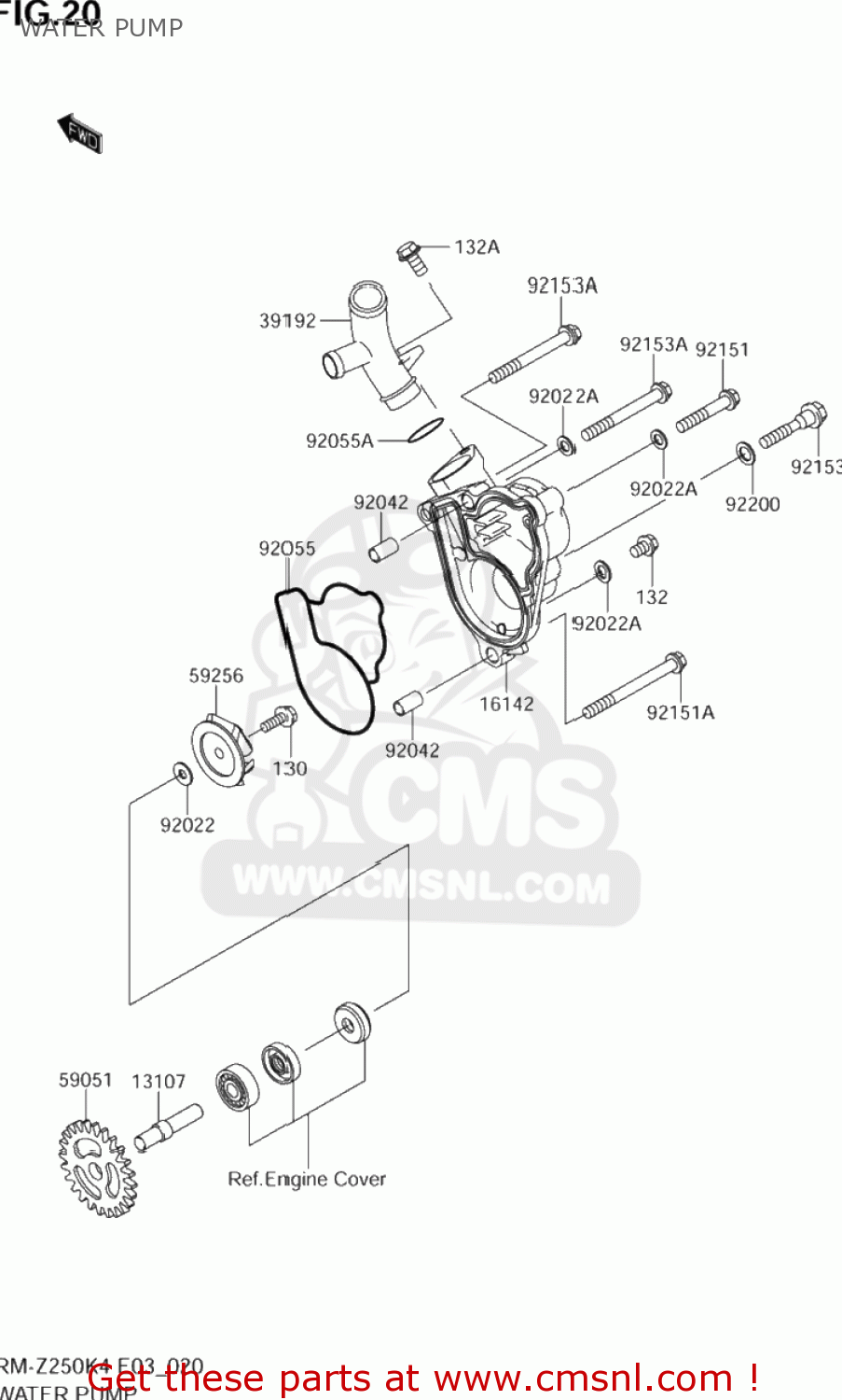 WATER PUMP RM-Z250 2004 (K4) USA (E03) RMZ250 RM Z250