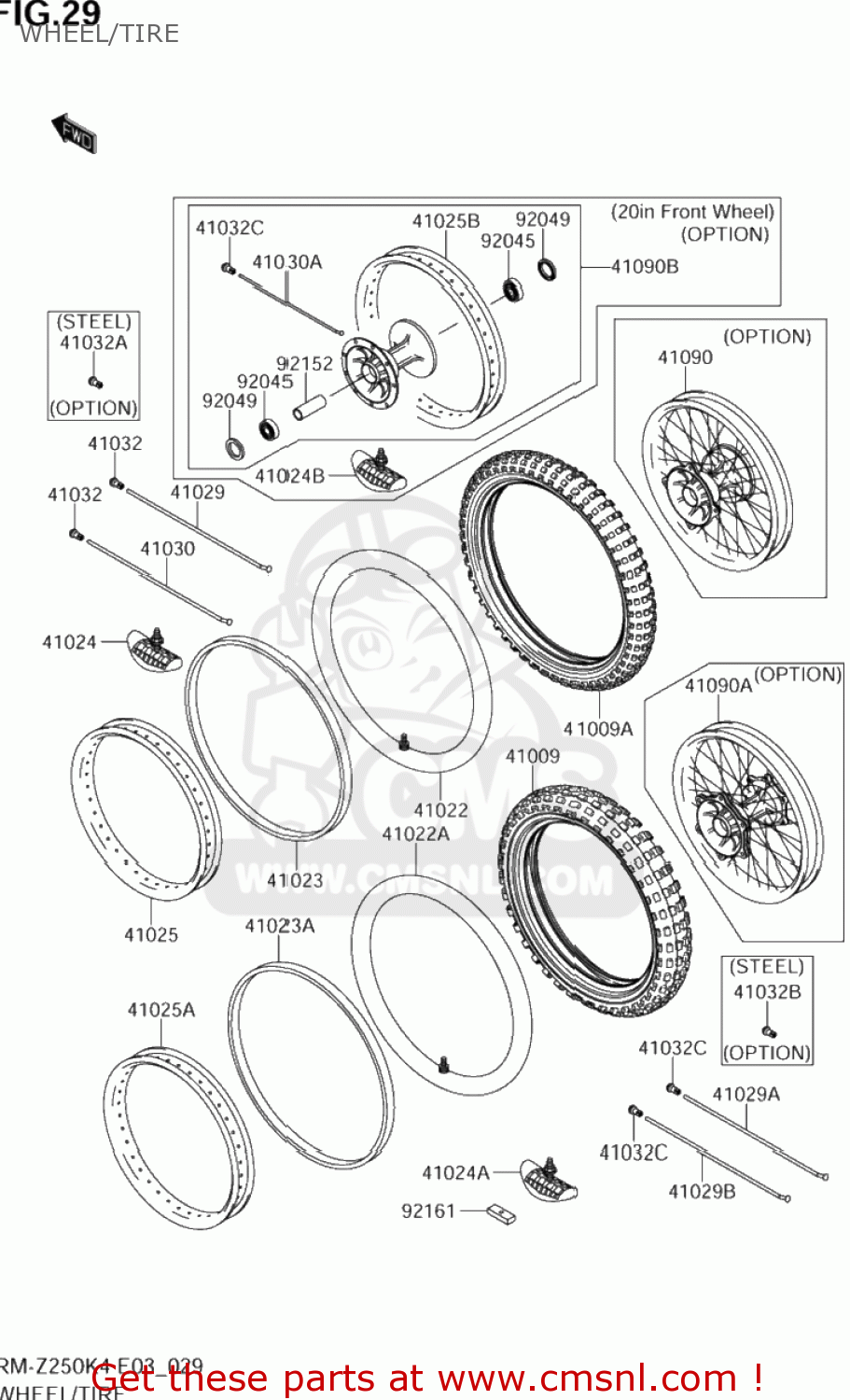 WHEEL/TIRE RM-Z250 2004 (K4) USA (E03) RMZ250 RM Z250