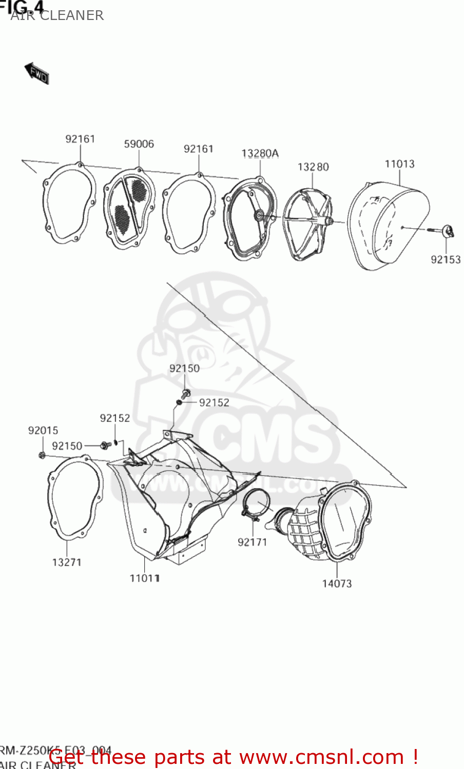 AIR CLEANER RM-Z250 2005 (K5) USA (E03) RMZ250 RM Z250