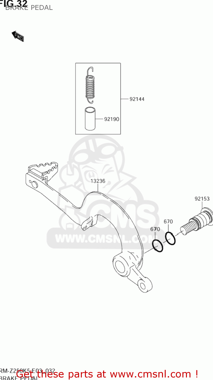 BRAKE PEDAL RM-Z250 2005 (K5) USA (E03) RMZ250 RM Z250