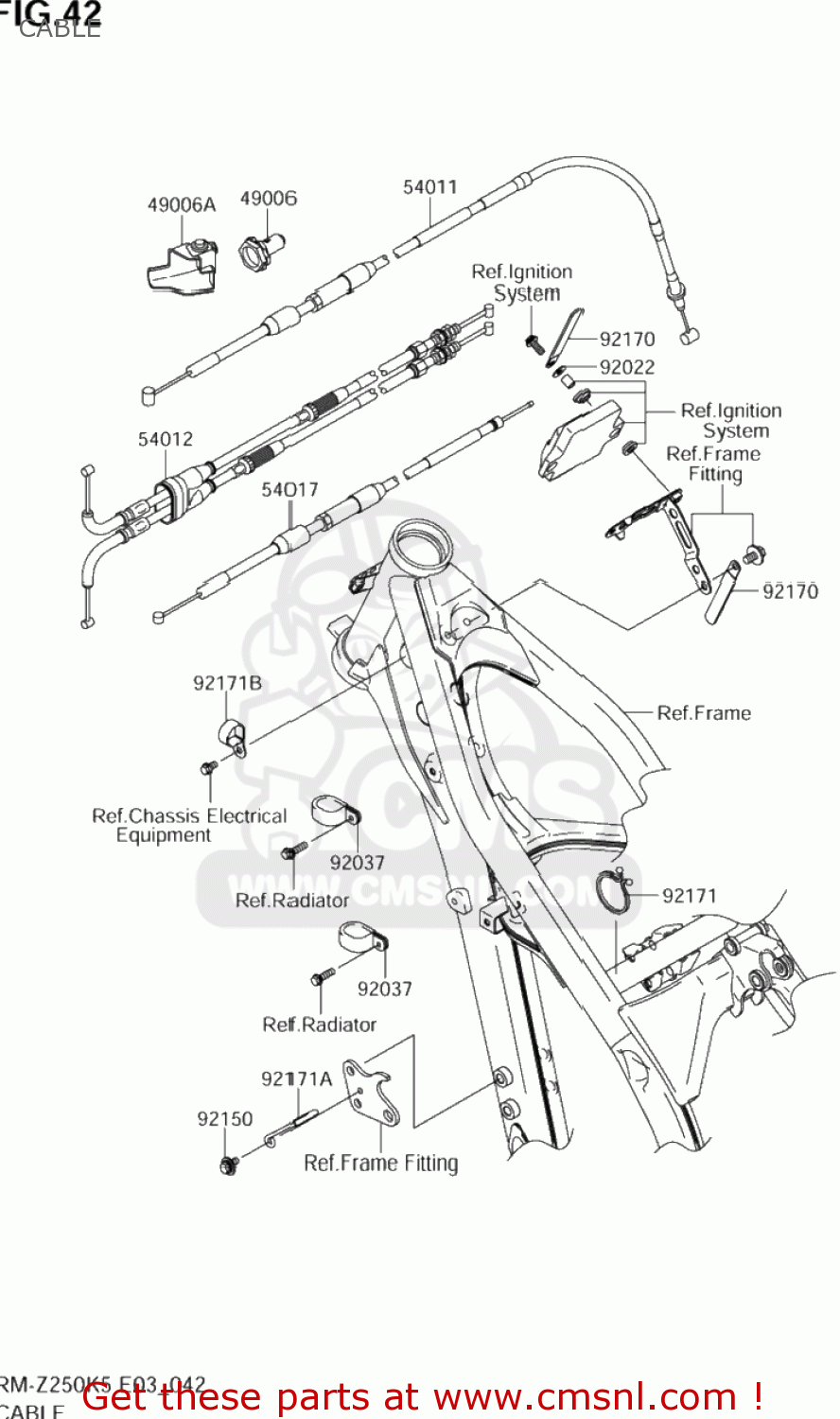 CABLE RM-Z250 2005 (K5) USA (E03) RMZ250 RM Z250