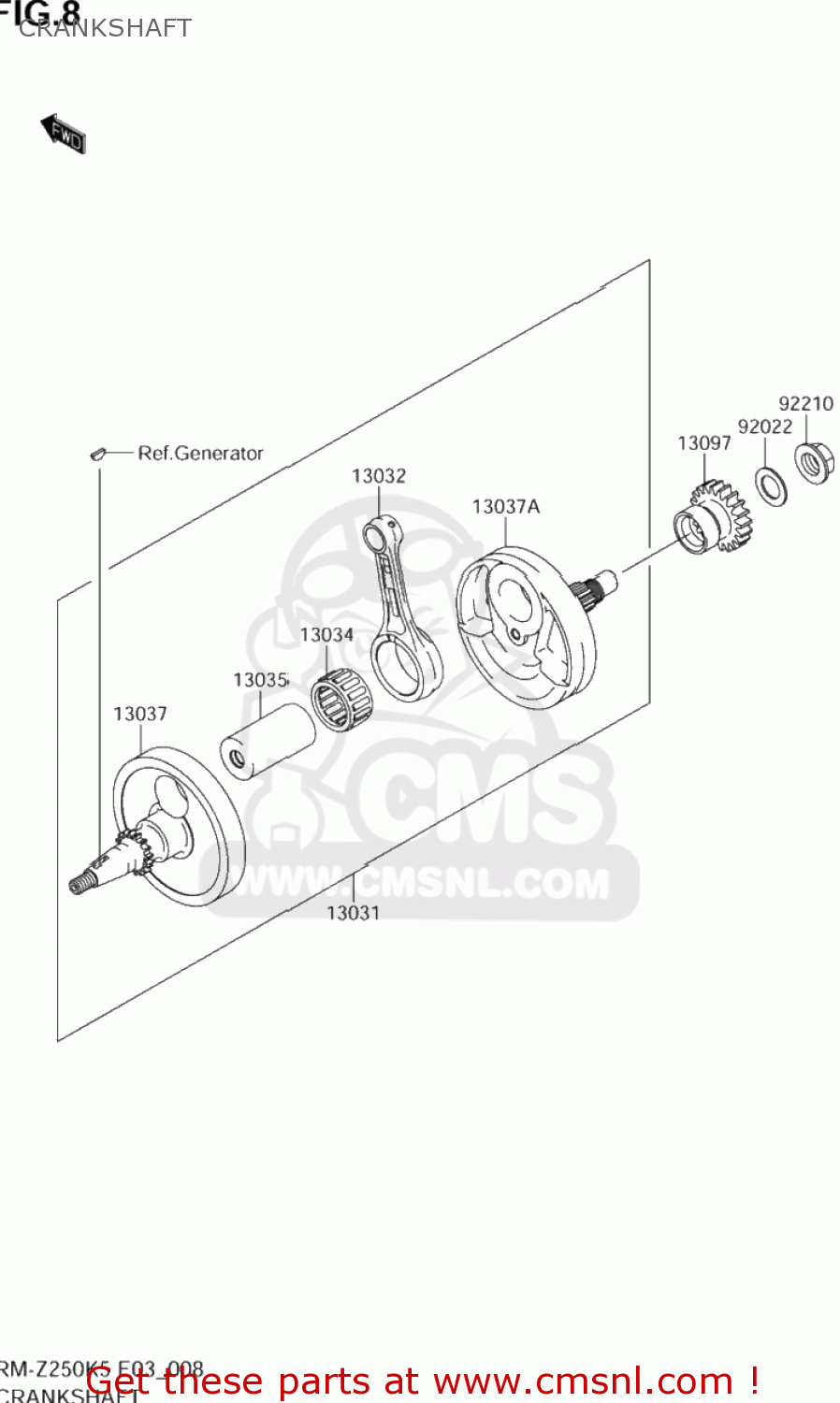 CRANKSHAFT RM-Z250 2005 (K5) USA (E03) RMZ250 RM Z250