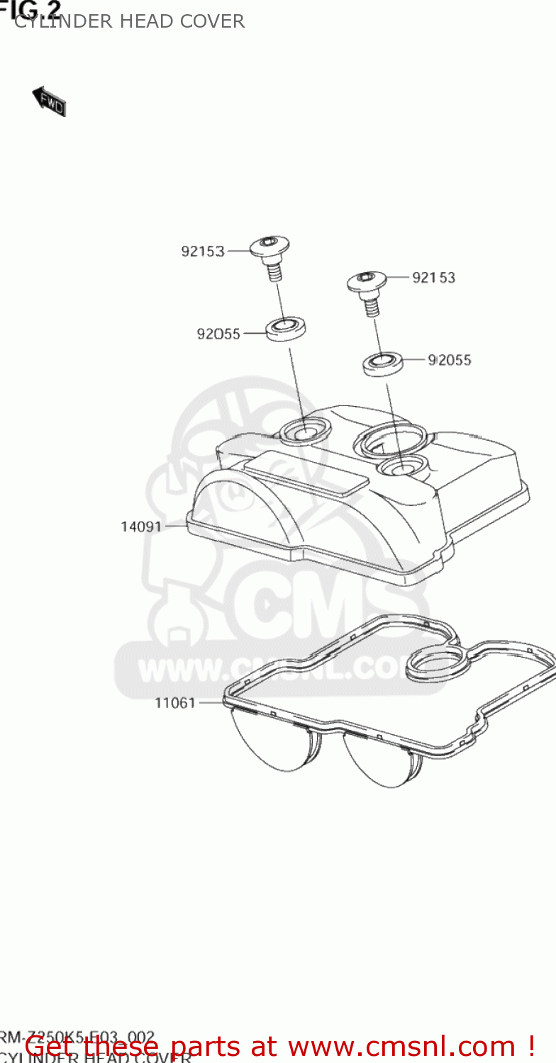 CYLINDER HEAD COVER RM-Z250 2005 (K5) USA (E03) RMZ250 RM Z250