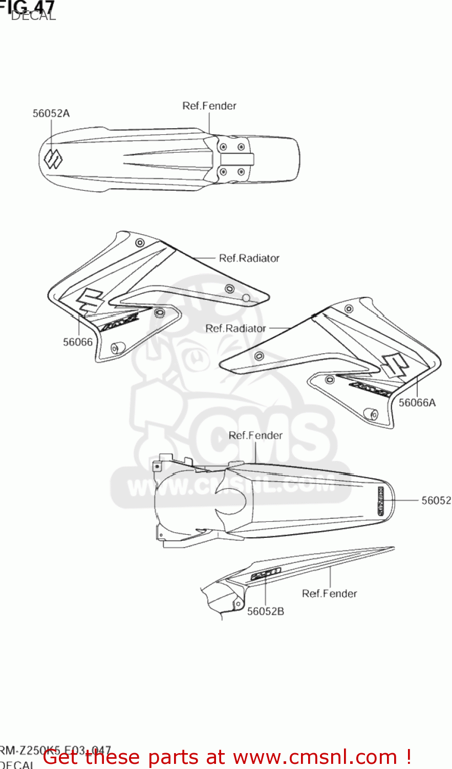 DECAL RM-Z250 2005 (K5) USA (E03) RMZ250 RM Z250