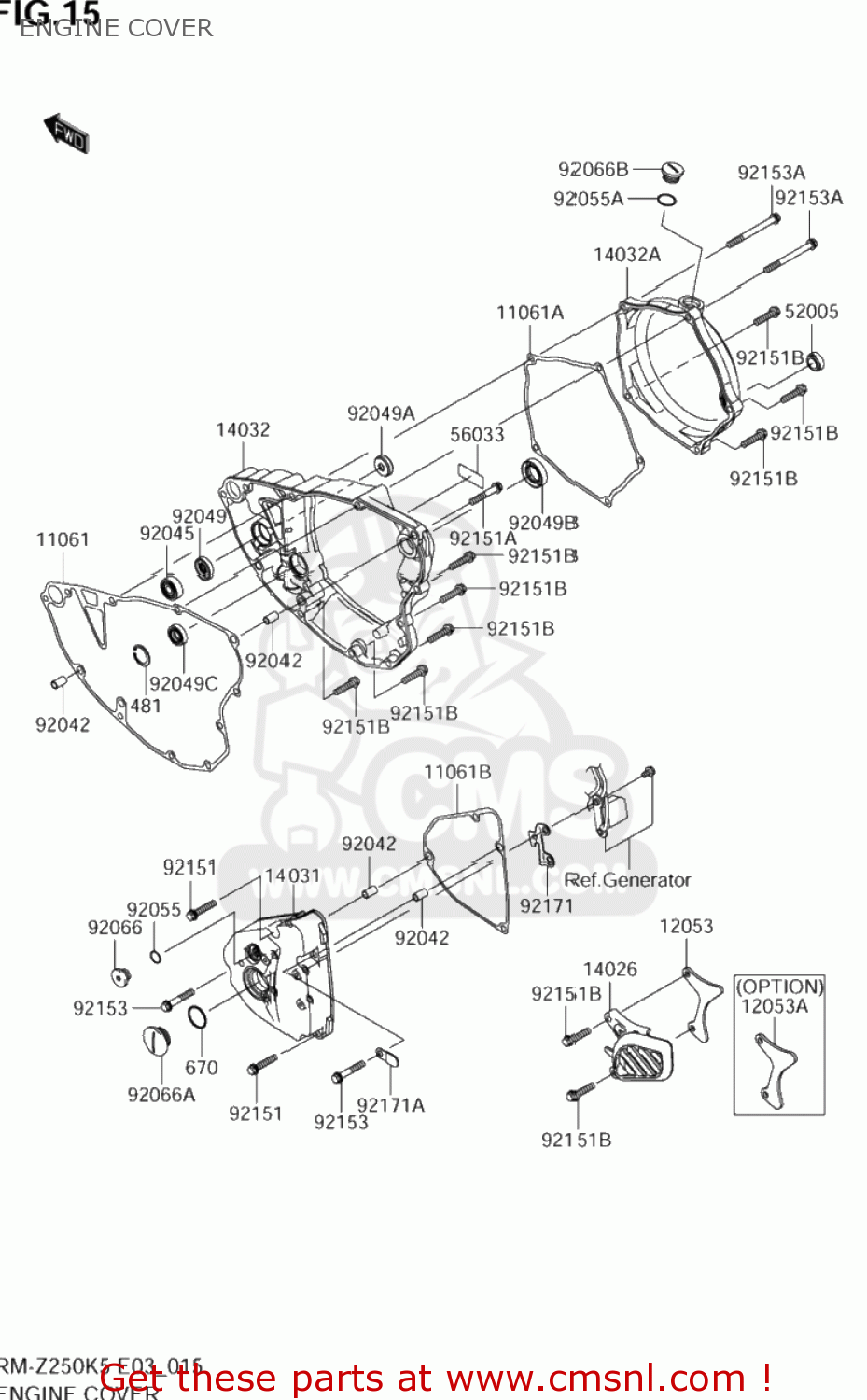 ENGINE COVER RM-Z250 2005 (K5) USA (E03) RMZ250 RM Z250