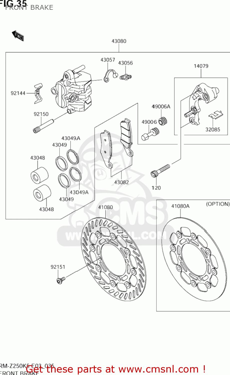 FRONT BRAKE RM-Z250 2005 (K5) USA (E03) RMZ250 RM Z250