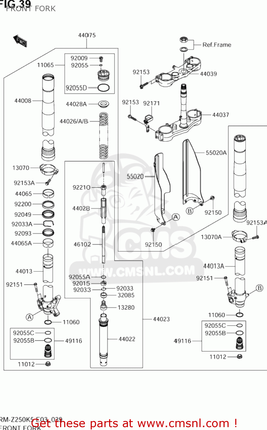 FRONT FORK RM-Z250 2005 (K5) USA (E03) RMZ250 RM Z250