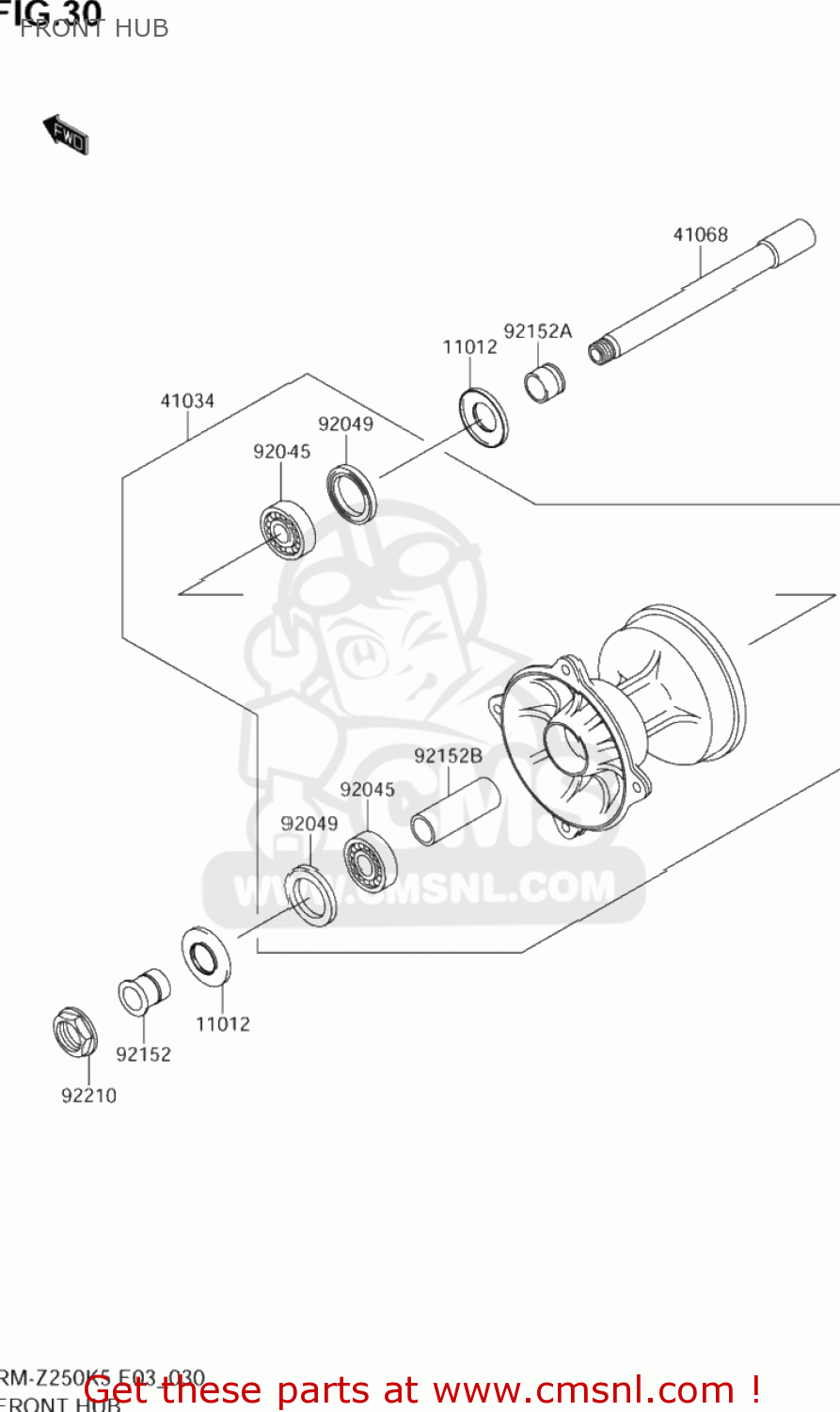 FRONT HUB RM-Z250 2005 (K5) USA (E03) RMZ250 RM Z250