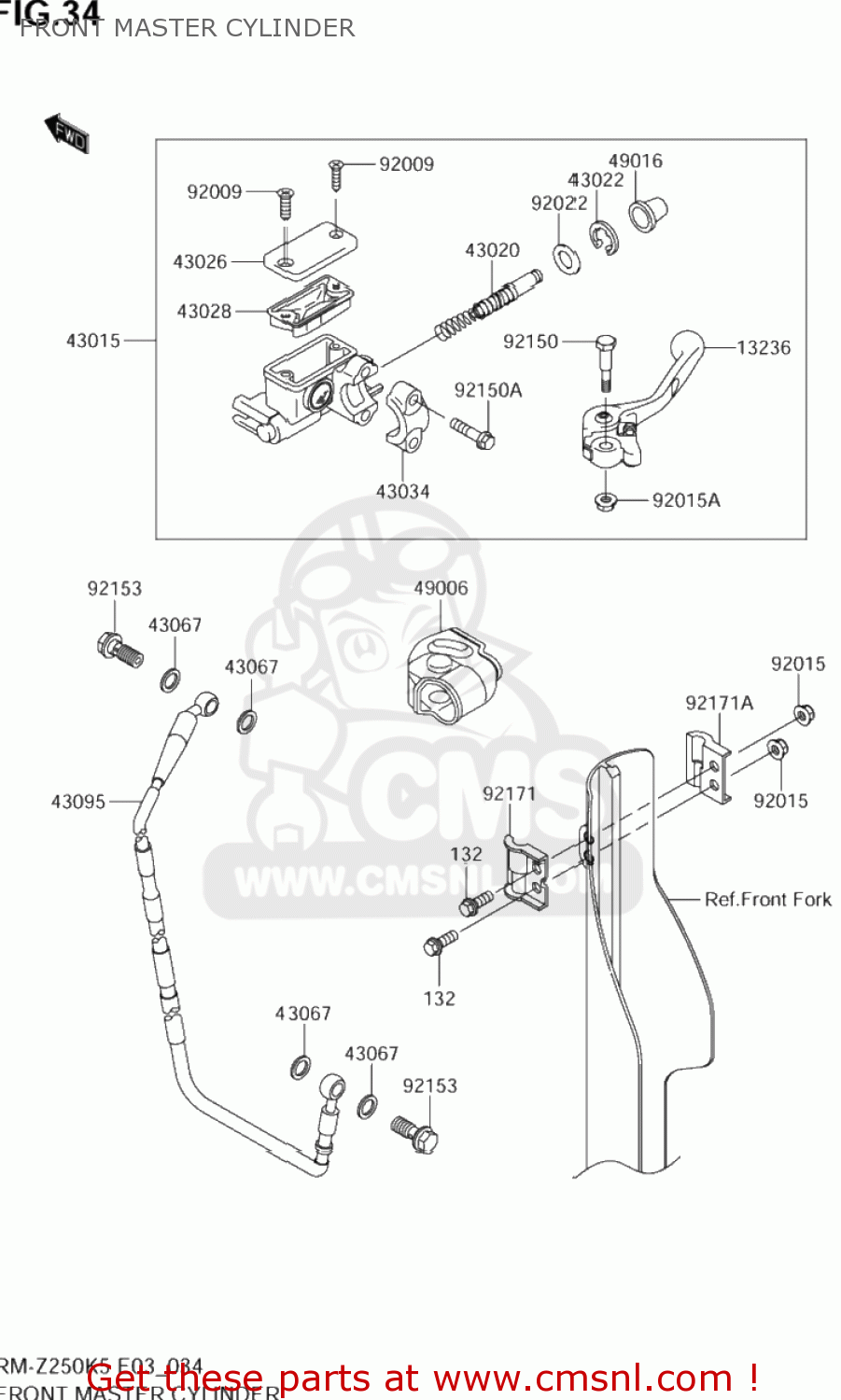 FRONT MASTER CYLINDER RM-Z250 2005 (K5) USA (E03) RMZ250 RM Z250