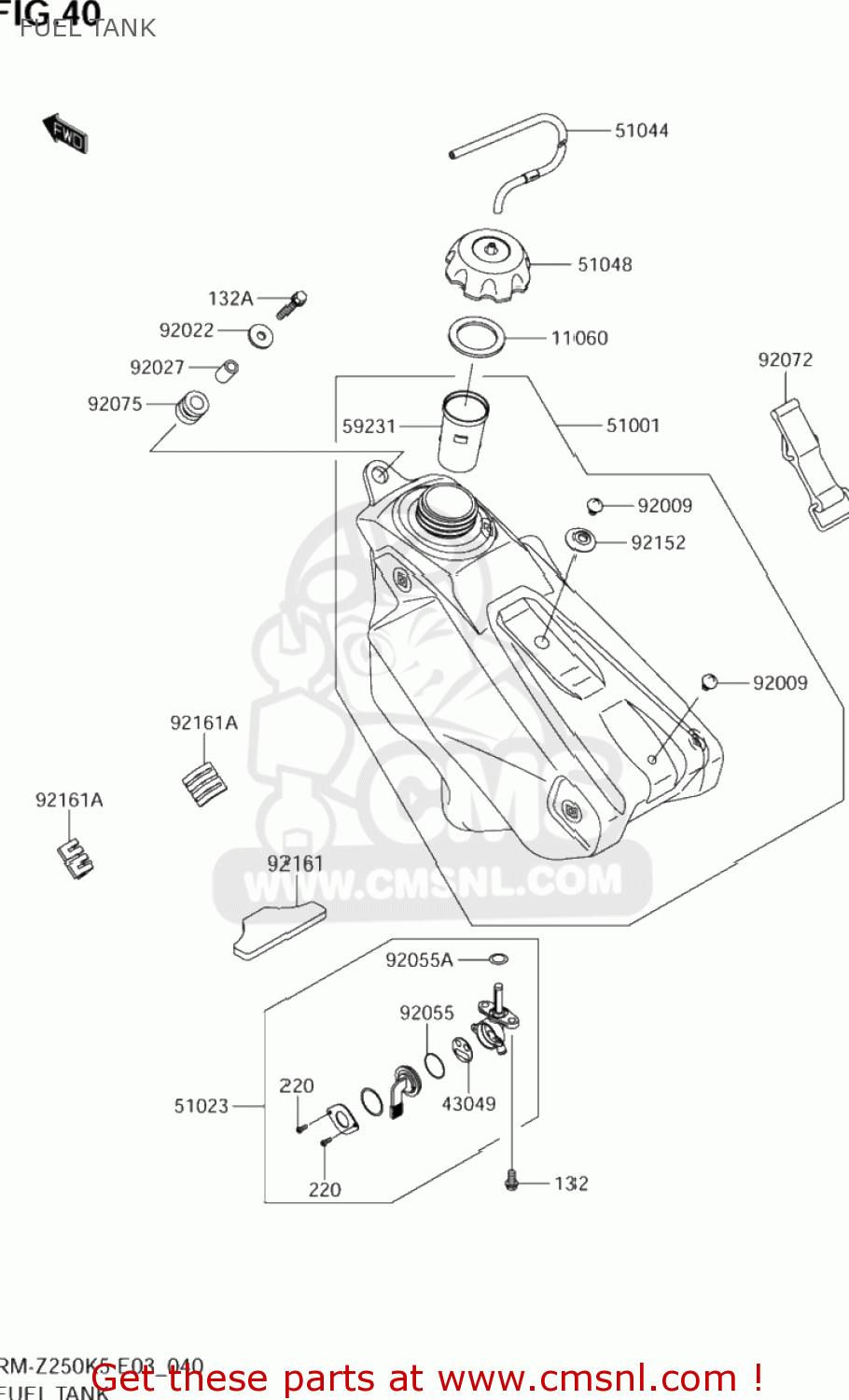 FUEL TANK RM-Z250 2005 (K5) USA (E03) RMZ250 RM Z250