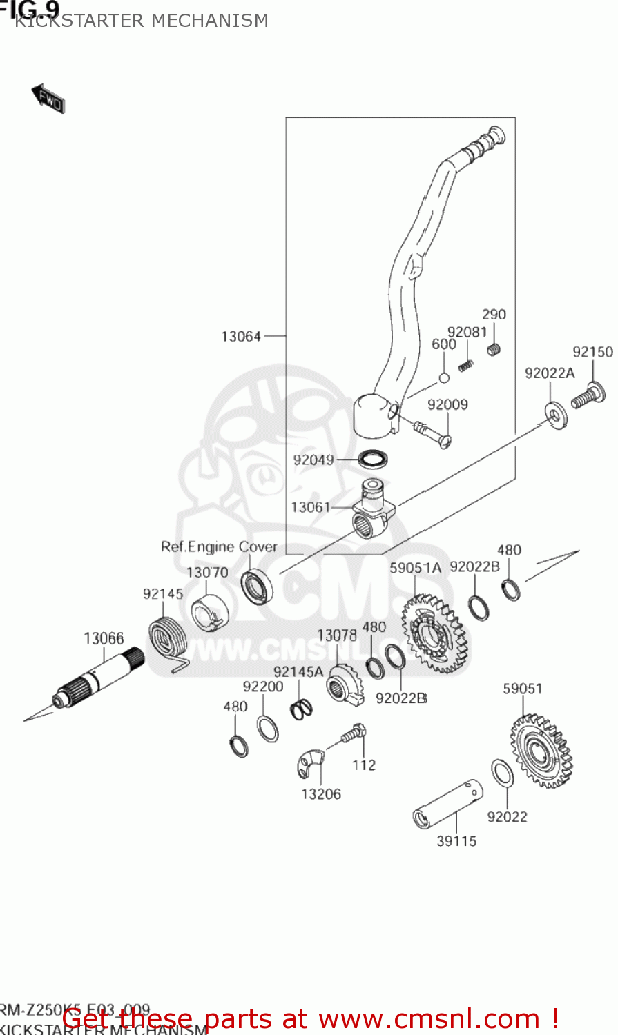 KICKSTARTER MECHANISM RM-Z250 2005 (K5) USA (E03) RMZ250 RM Z250