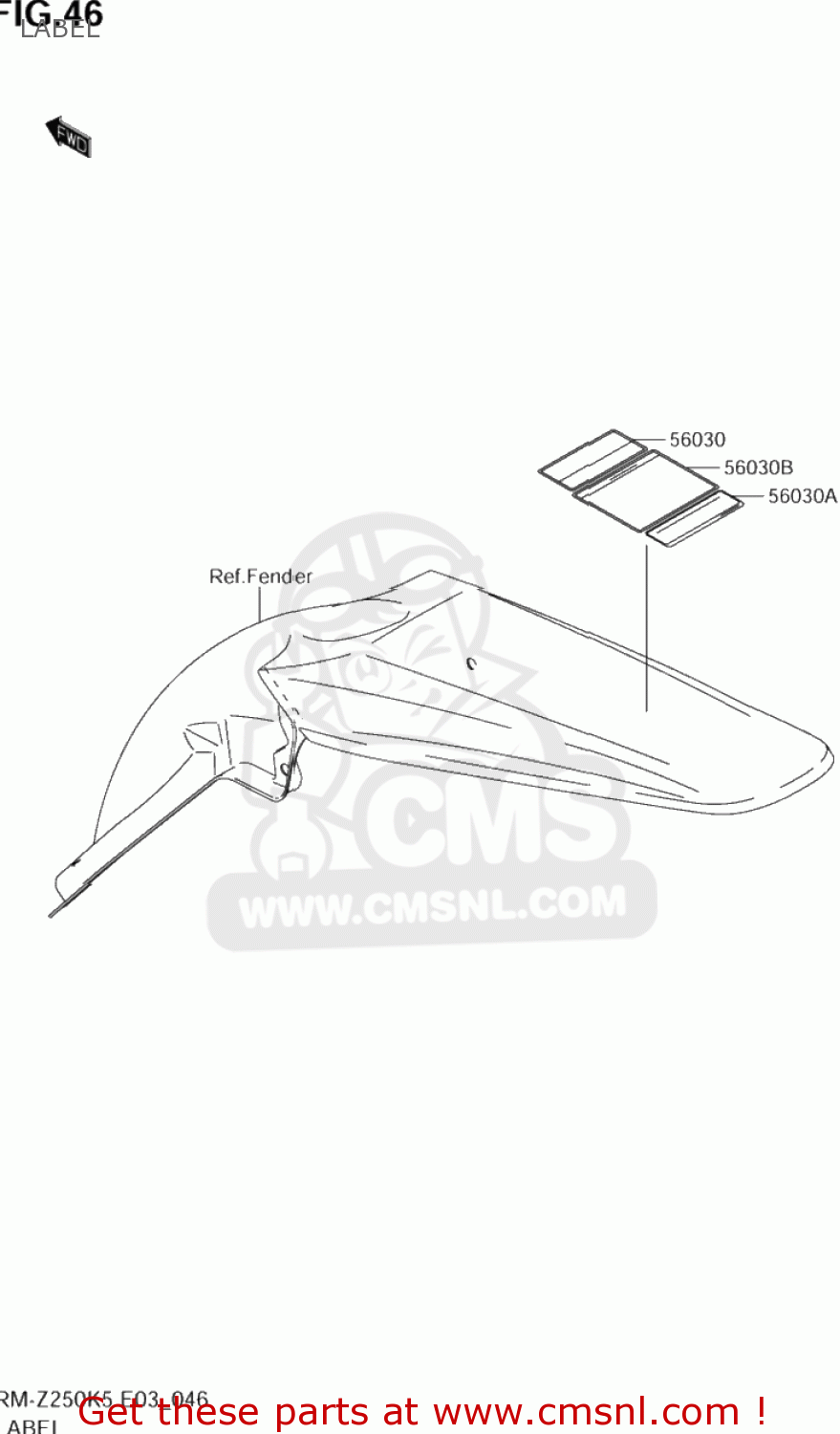 LABEL RM-Z250 2005 (K5) USA (E03) RMZ250 RM Z250