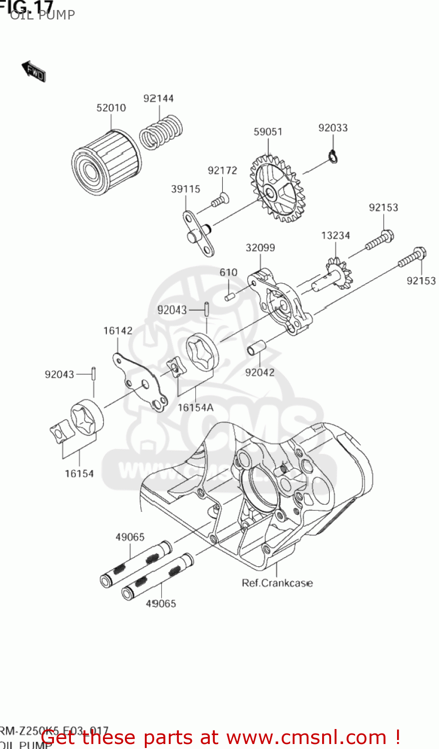 OIL PUMP RM-Z250 2005 (K5) USA (E03) RMZ250 RM Z250