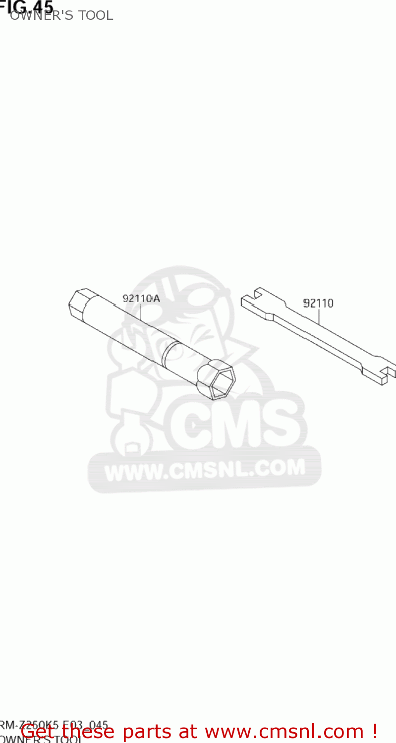 OWNER'S TOOL RM-Z250 2005 (K5) USA (E03) RMZ250 RM Z250