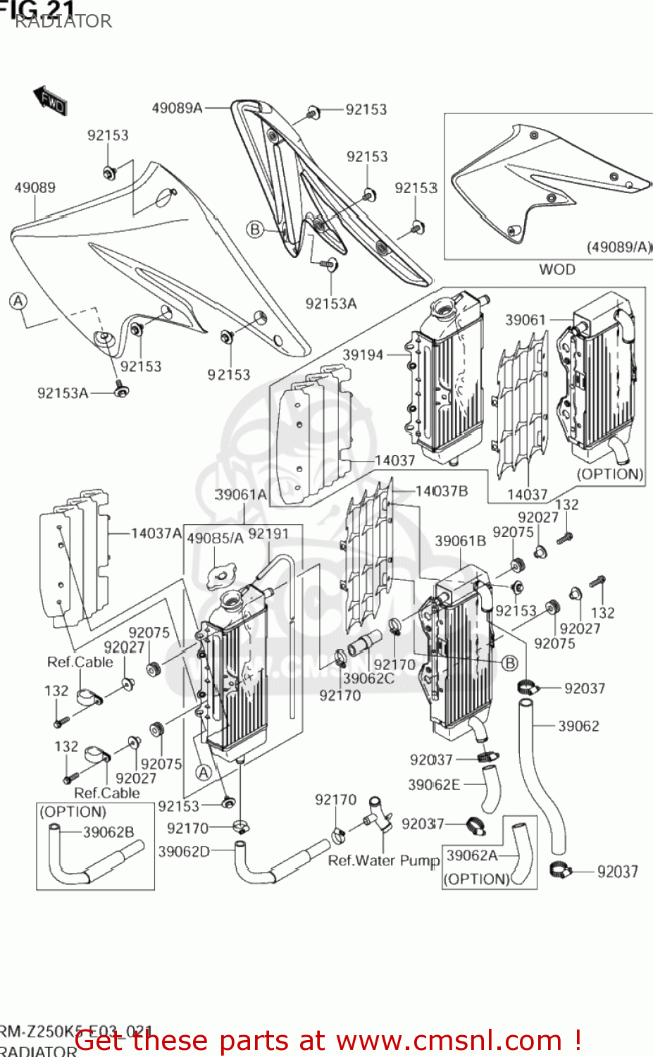RADIATOR RM-Z250 2005 (K5) USA (E03) RMZ250 RM Z250
