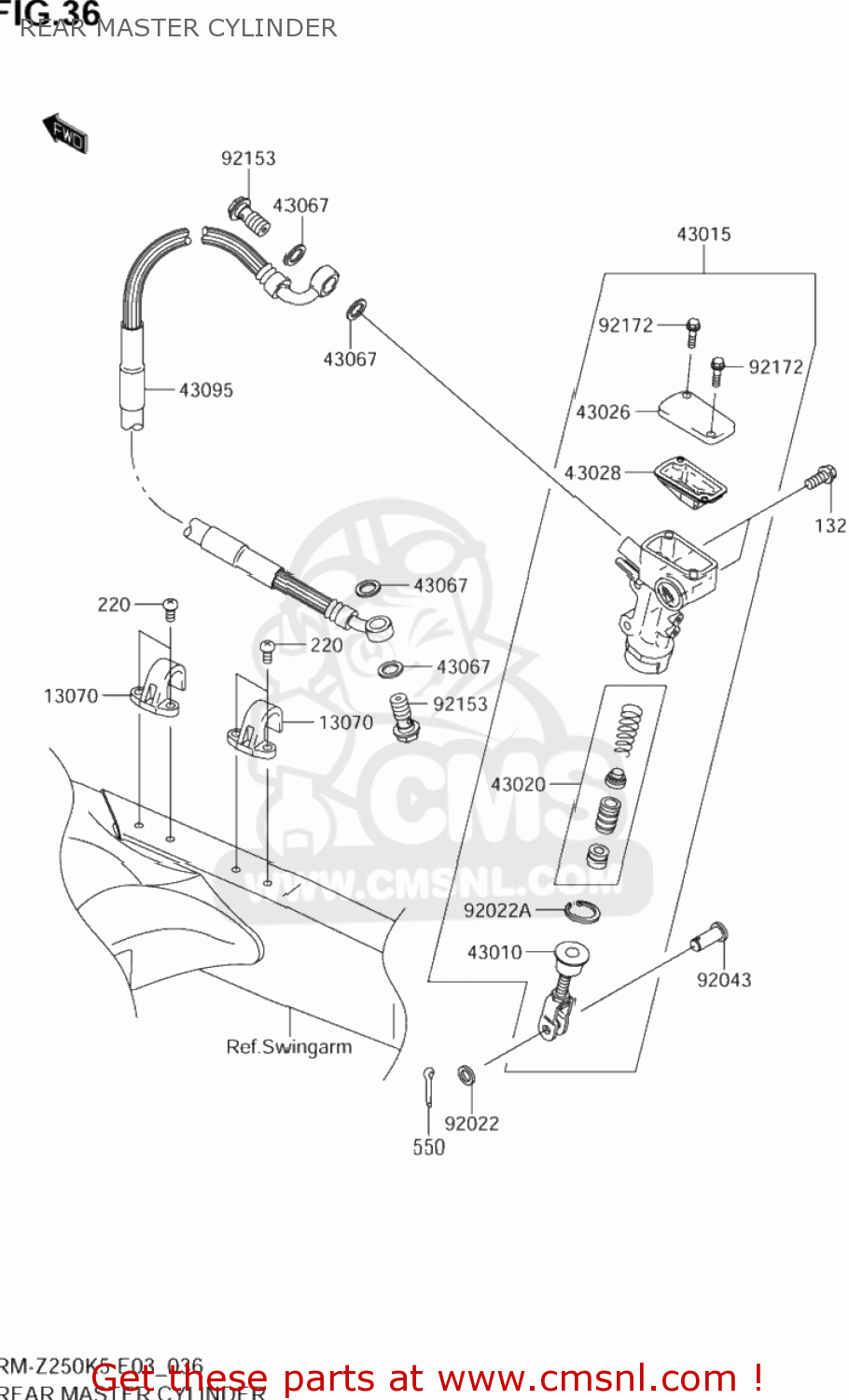 REAR MASTER CYLINDER RM-Z250 2005 (K5) USA (E03) RMZ250 RM Z250