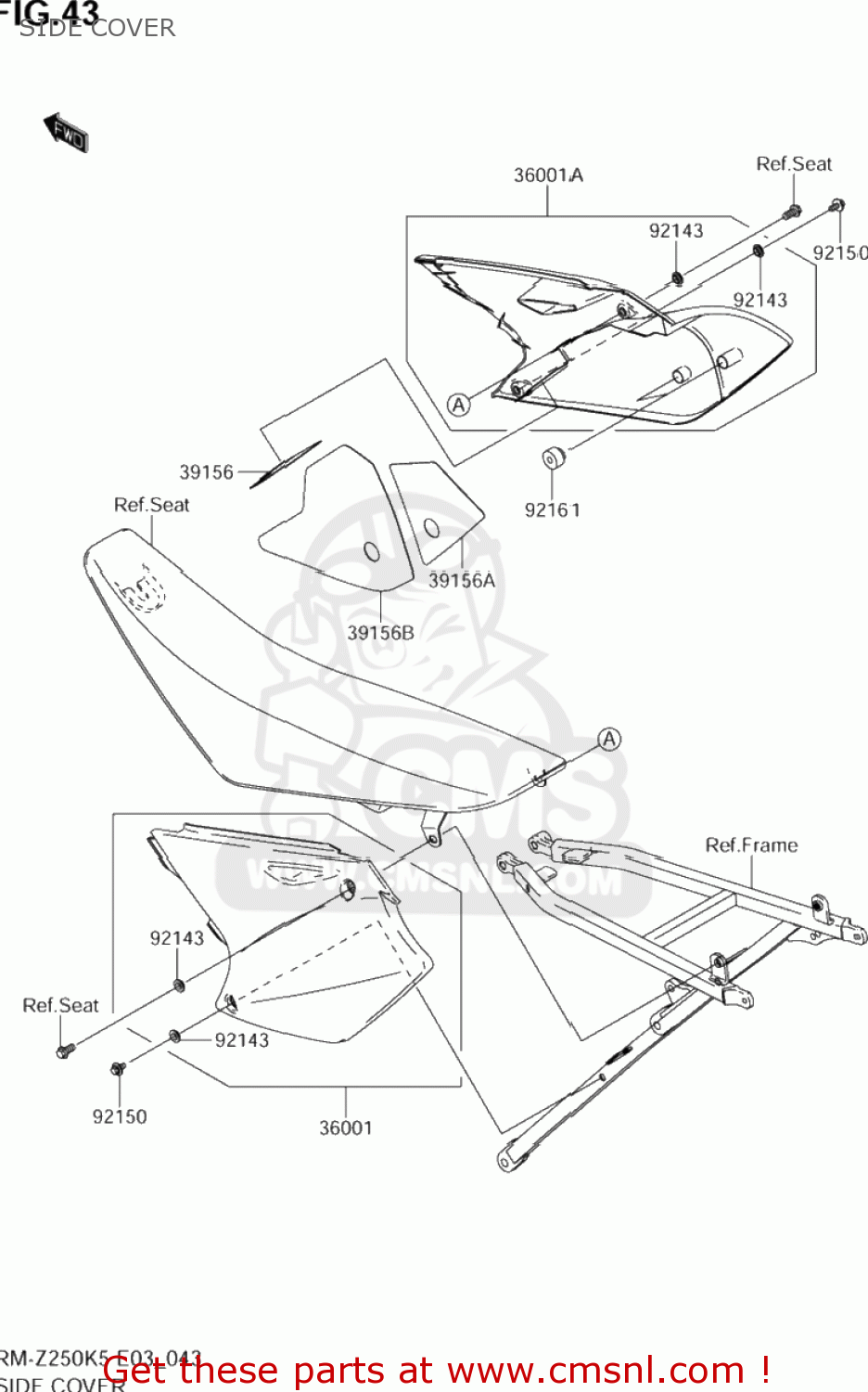 SIDE COVER RM-Z250 2005 (K5) USA (E03) RMZ250 RM Z250