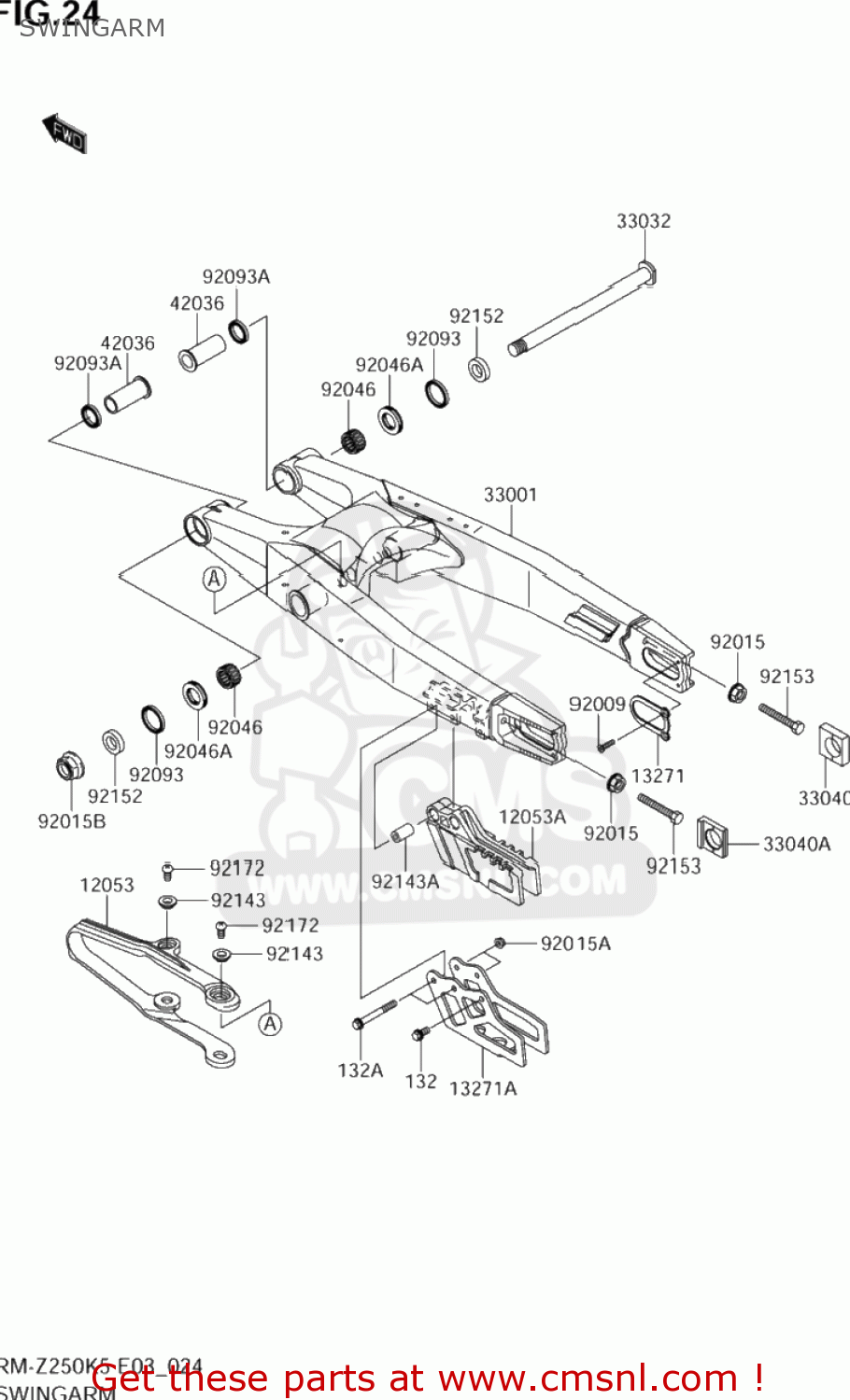 SWINGARM RM-Z250 2005 (K5) USA (E03) RMZ250 RM Z250