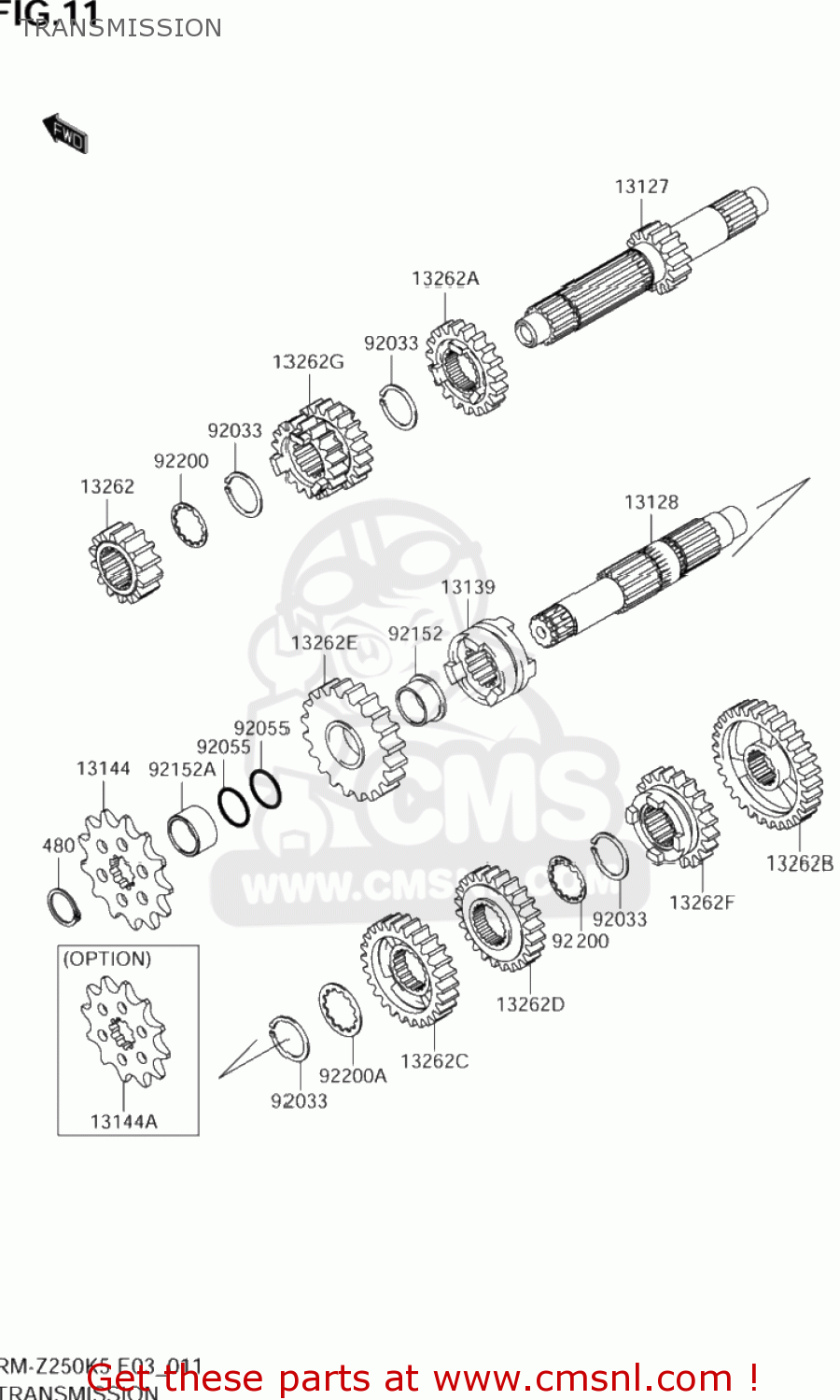 TRANSMISSION RM-Z250 2005 (K5) USA (E03) RMZ250 RM Z250