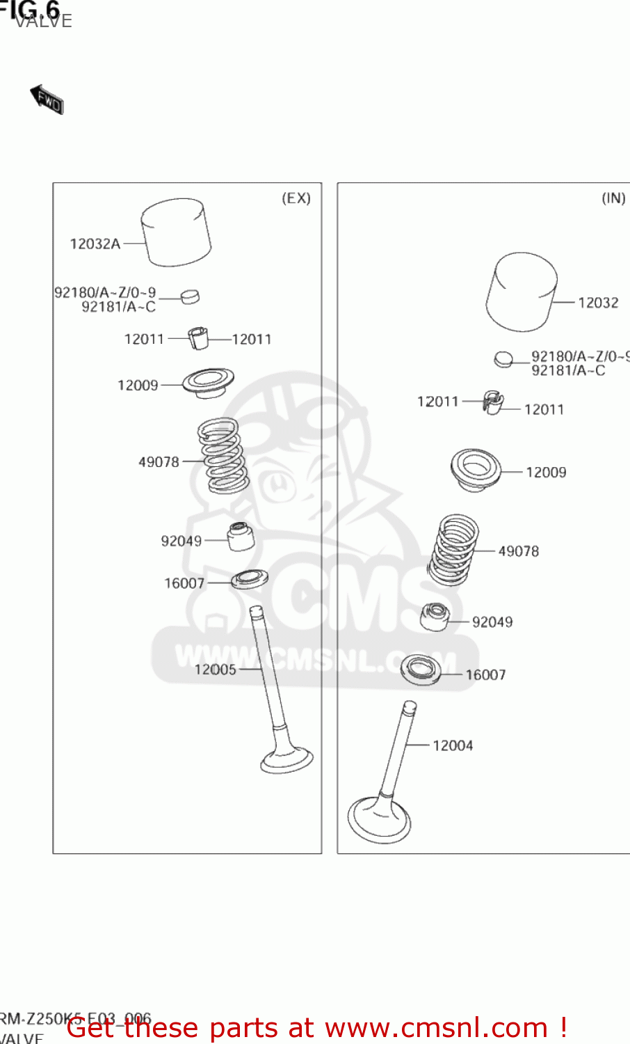 VALVE RM-Z250 2005 (K5) USA (E03) RMZ250 RM Z250