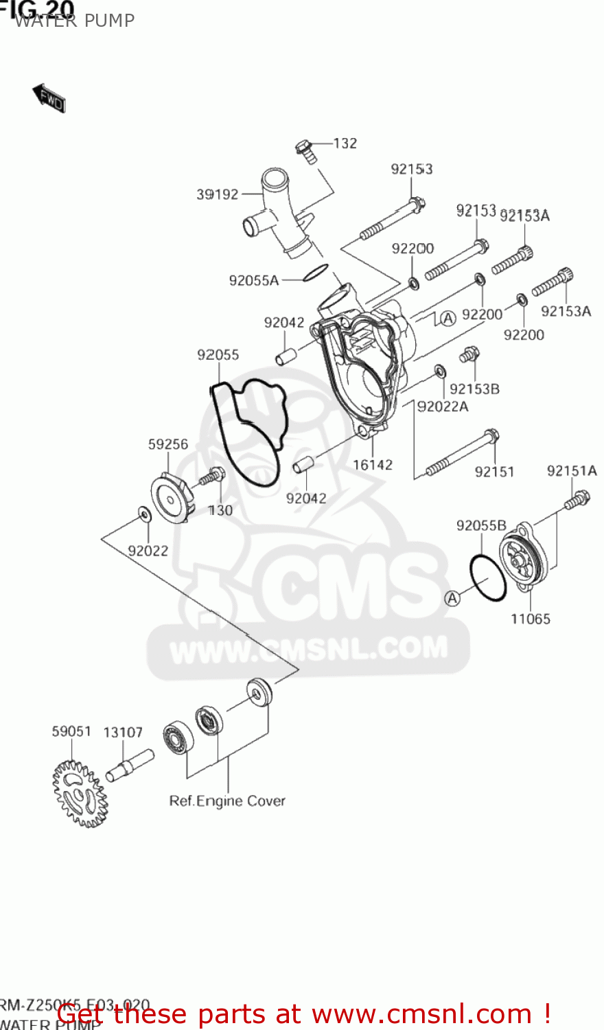 WATER PUMP RM-Z250 2005 (K5) USA (E03) RMZ250 RM Z250