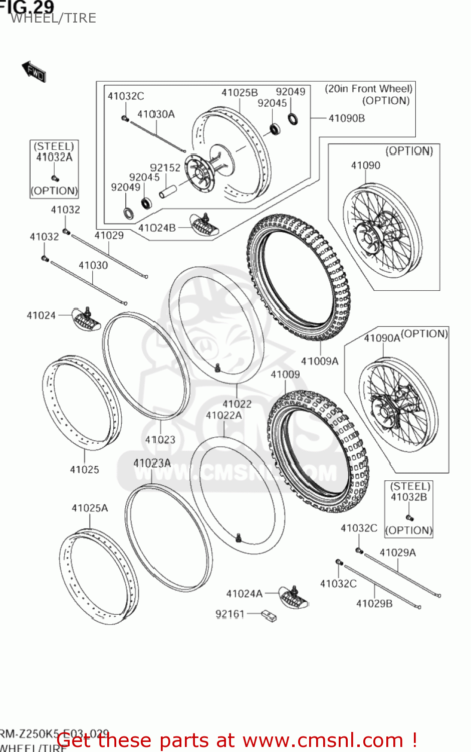 WHEEL/TIRE RM-Z250 2005 (K5) USA (E03) RMZ250 RM Z250