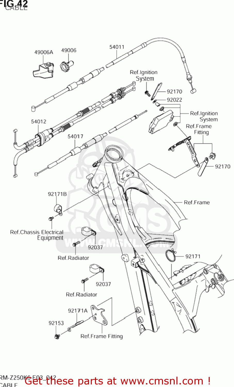 CABLE RM-Z250 2006 (K6) USA (E03) RMZ250 RM Z250